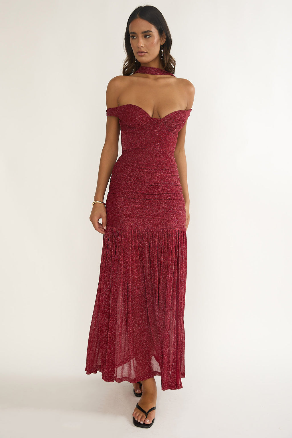 red scarf dress Monaco Red Dress with Scarf S