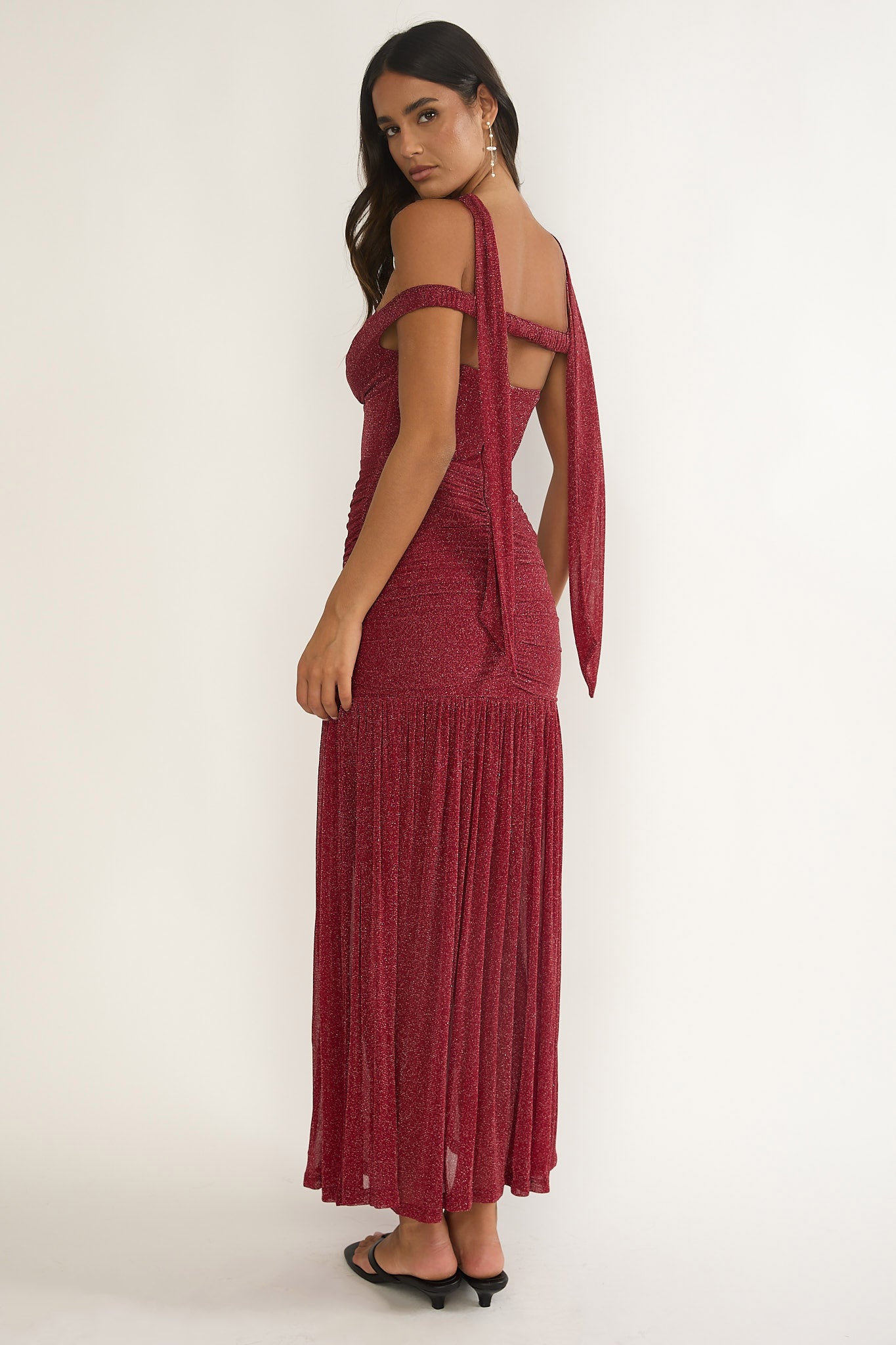 Delora Off-Shoulder Scarf Maxi Dress Red by Selfie Leslie