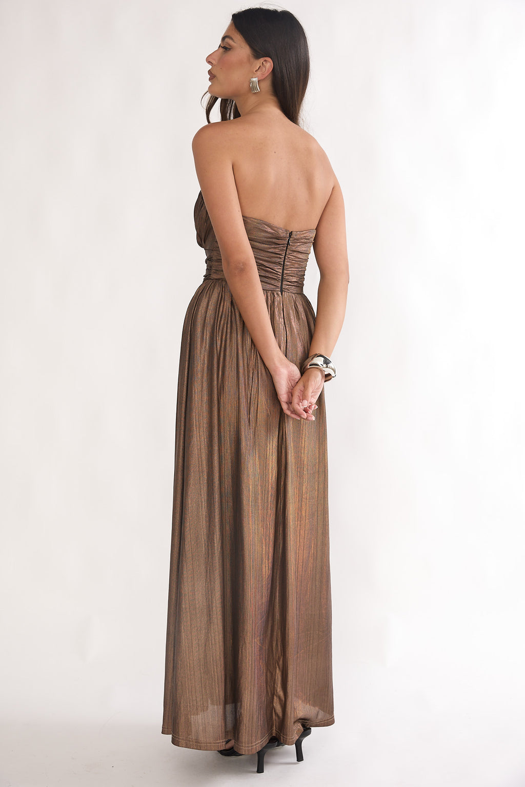 Marin Pointed Sweetheart Maxi Dress Gold by Selfie Leslie