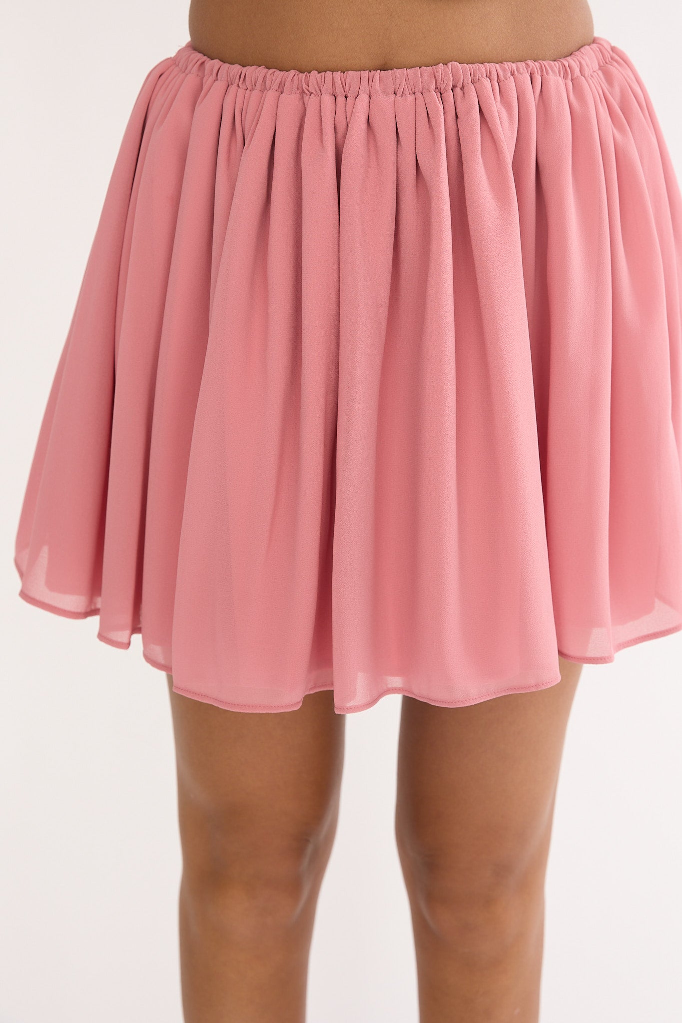 Sunset Serenade Elasticated Waist Mini Skirt Rose by Selfie Leslie