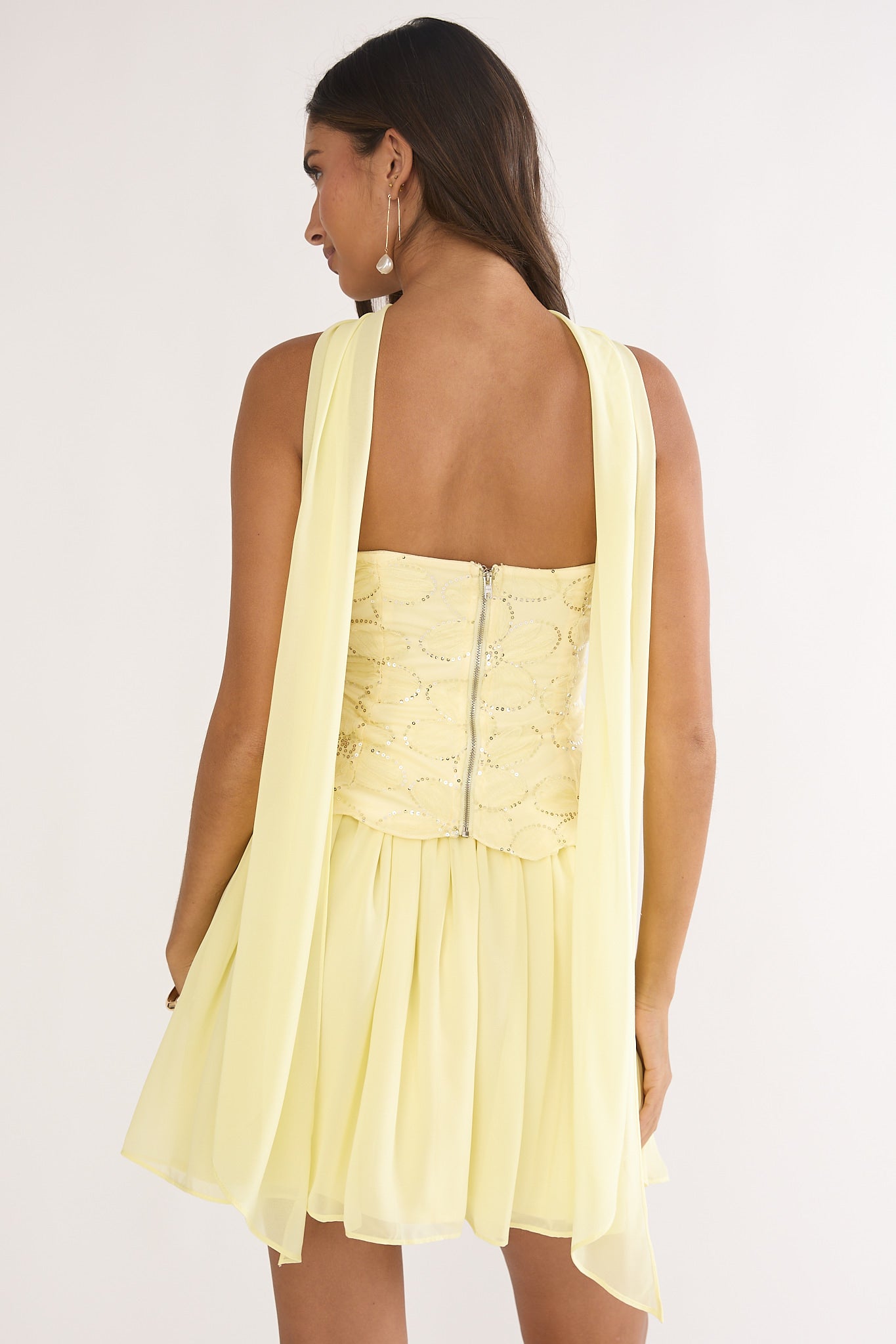 Sunset Serenade Elasticated Waist Mini Skirt Yellow by Selfie Leslie