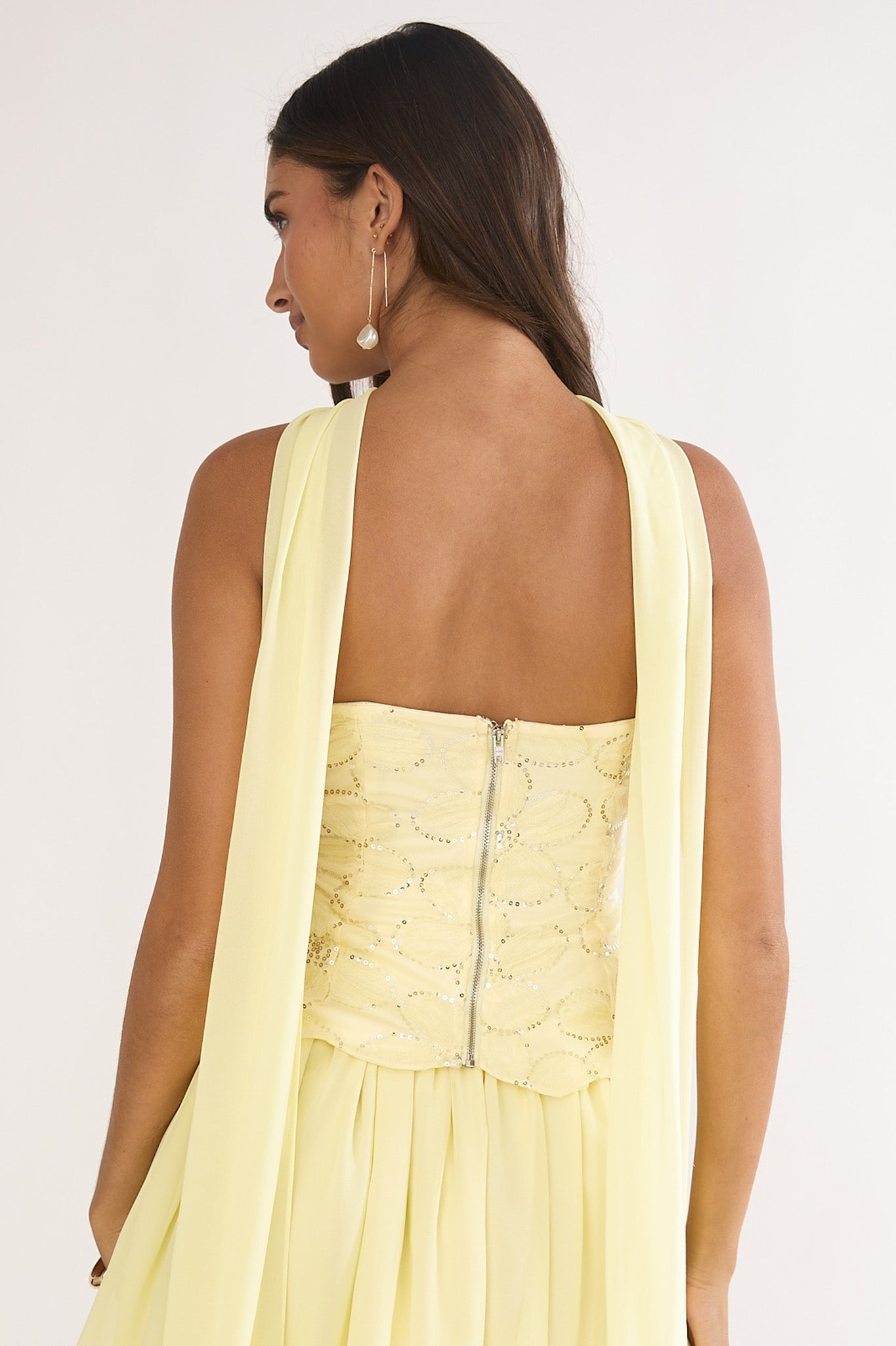 Sunset Serenade Embellished Strapless Top Yellow by Selfie Leslie