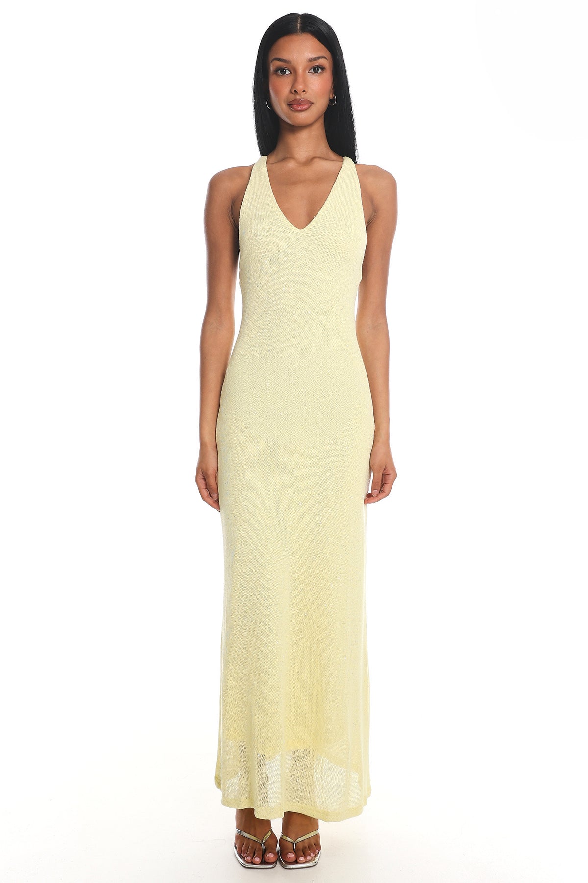 Introductions Knit Sequin Maxi Dress Butter by Selfie Leslie