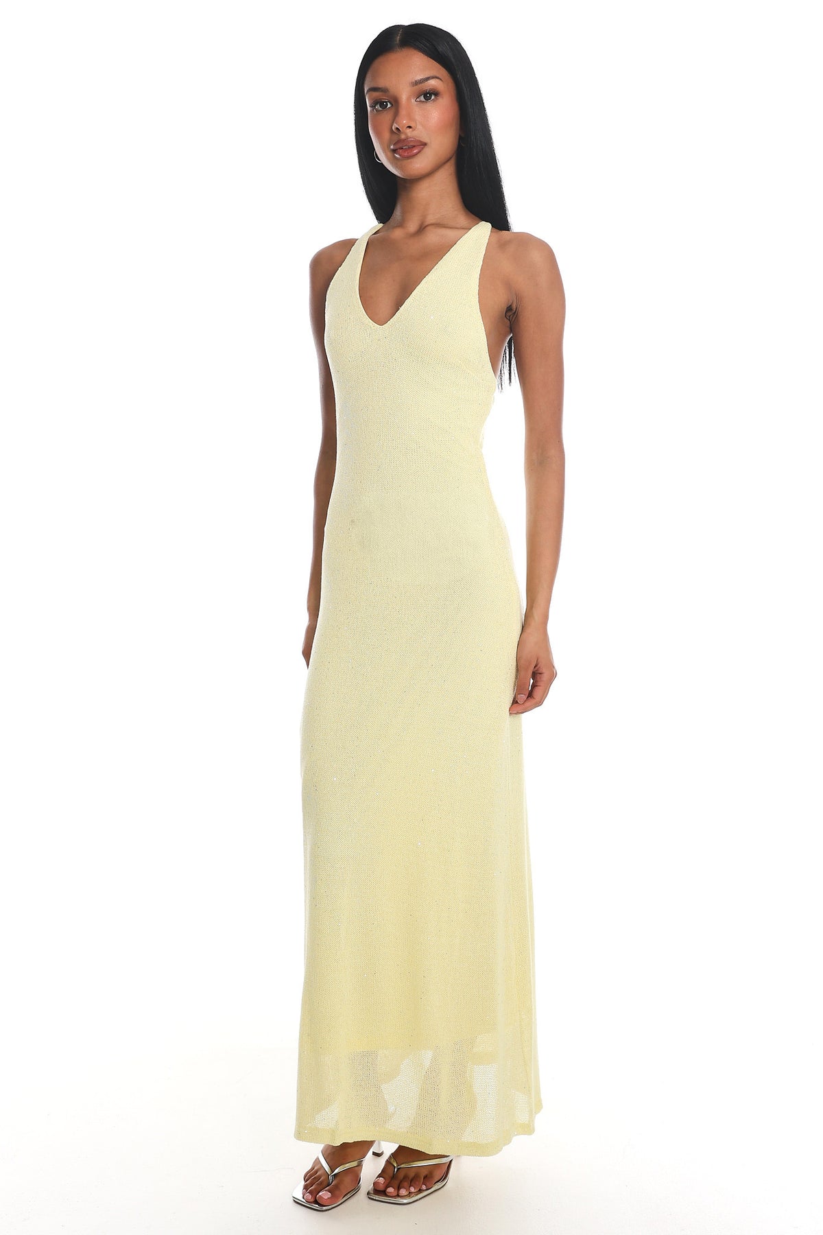 Introductions Knit Sequin Maxi Dress Butter by Selfie Leslie