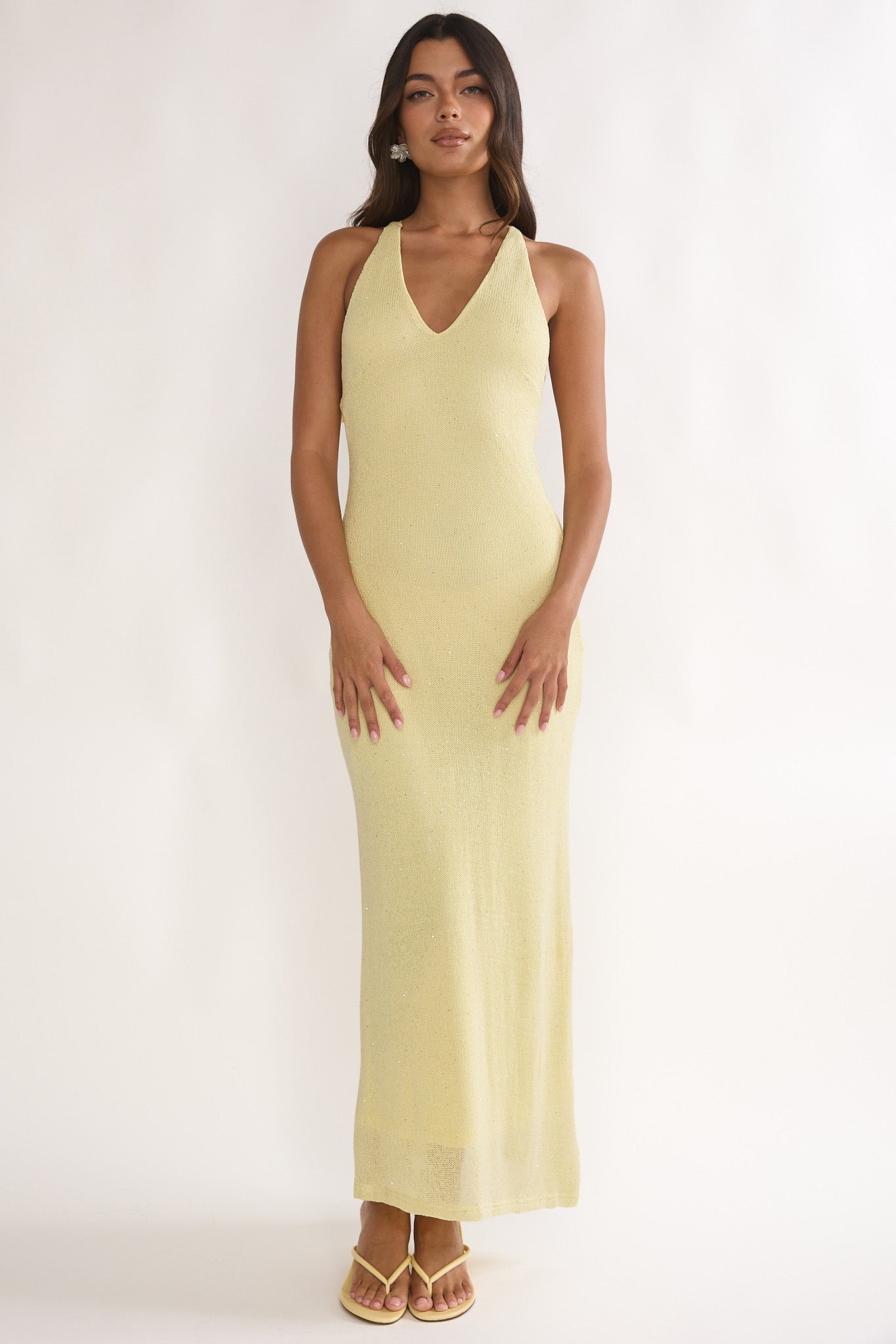 Introductions Knit Sequin Maxi Dress Butter