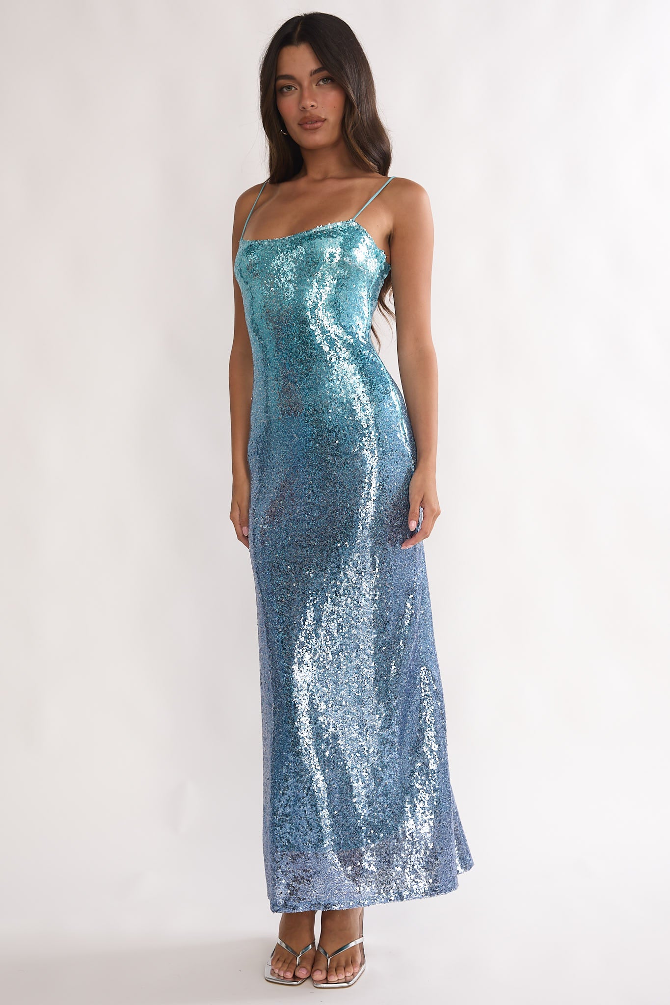 blue sparkle maxi dress Navy Long Sleeve Sequin Mermaid Maxi Dress