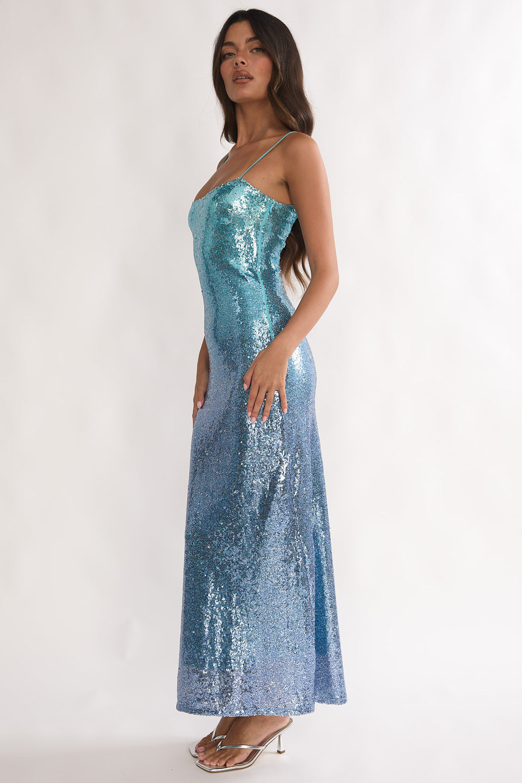 Astara Sequin Maxi Dress Gradient Blue Astara Sequin Maxi Dress Gradient Blue