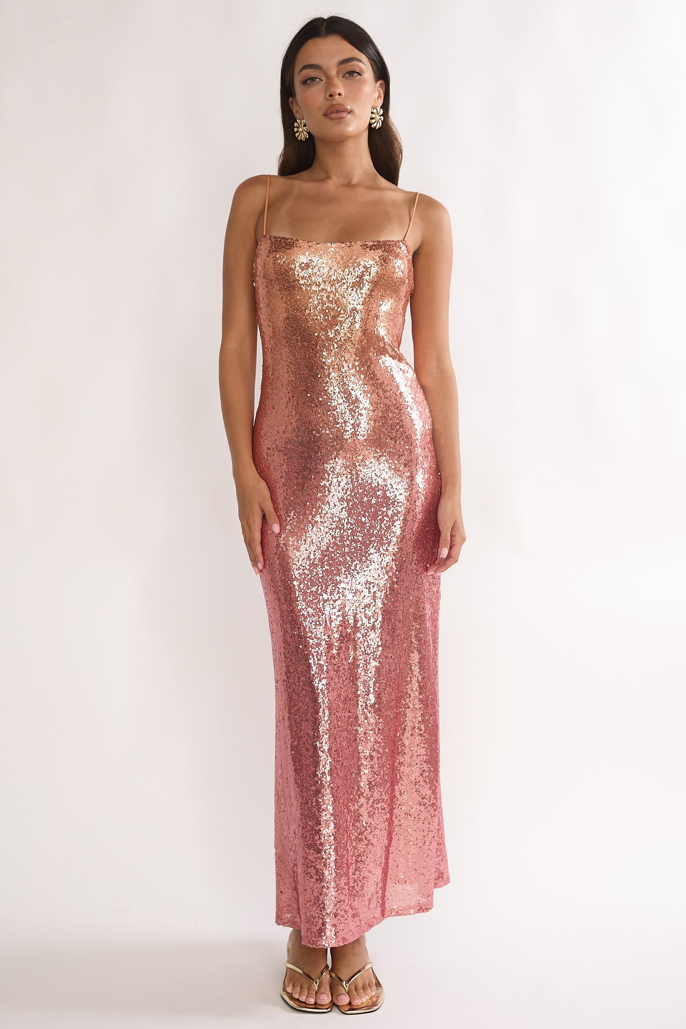 pink sparkly maxi dress Astara Sequin Maxi Dress Gradient Pink