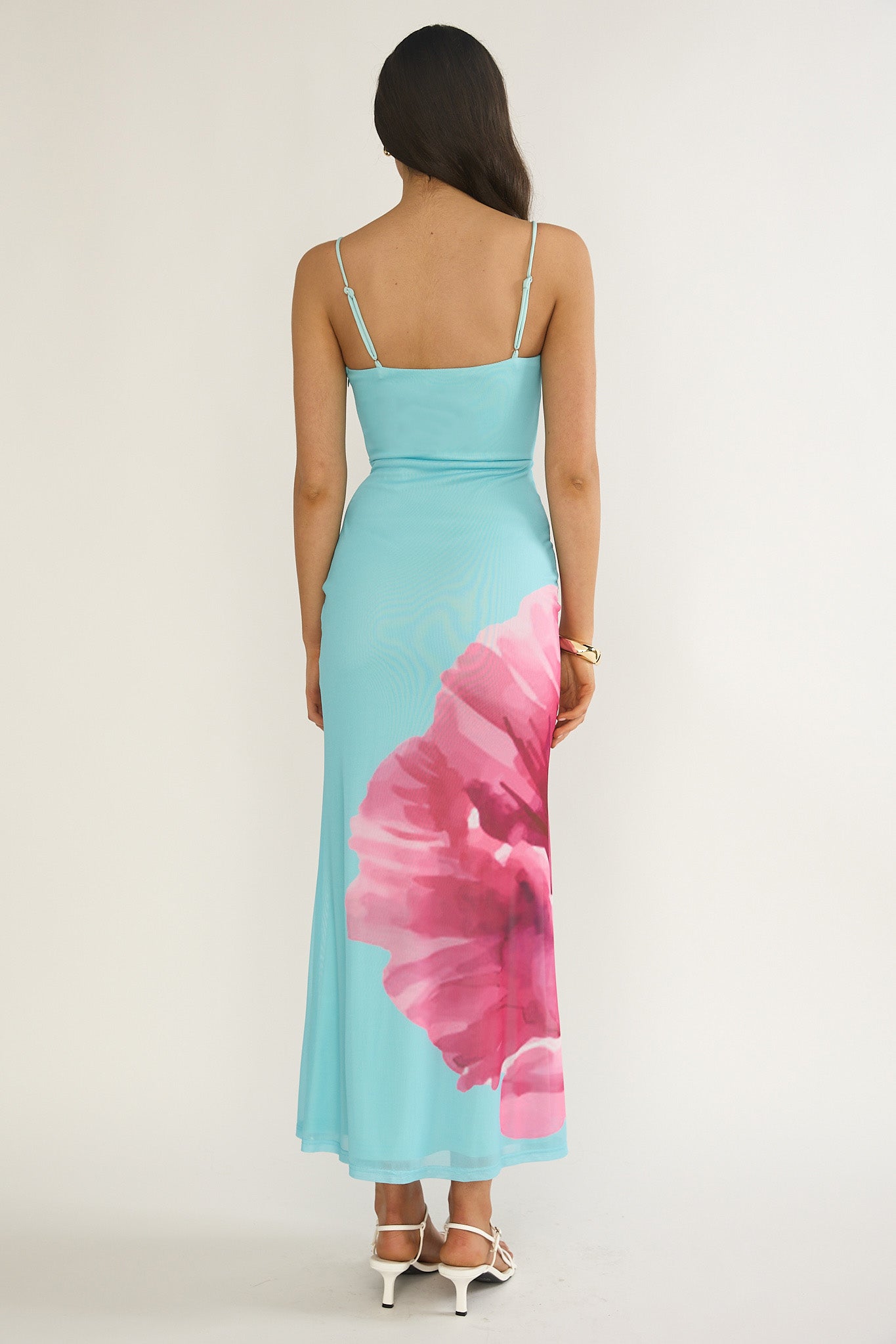 Orabella Waterdrop Wire Bust Maxi Dress Floral Aqua by Selfie Leslie
