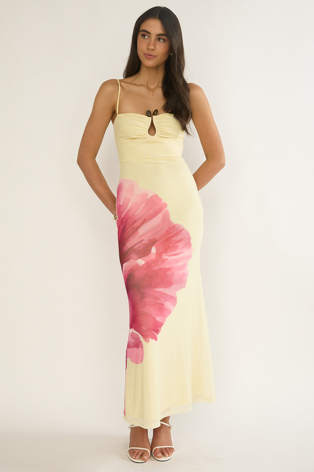 Orabella Waterdrop Wire Bust Maxi Dress Floral Butter by Selfie Leslie