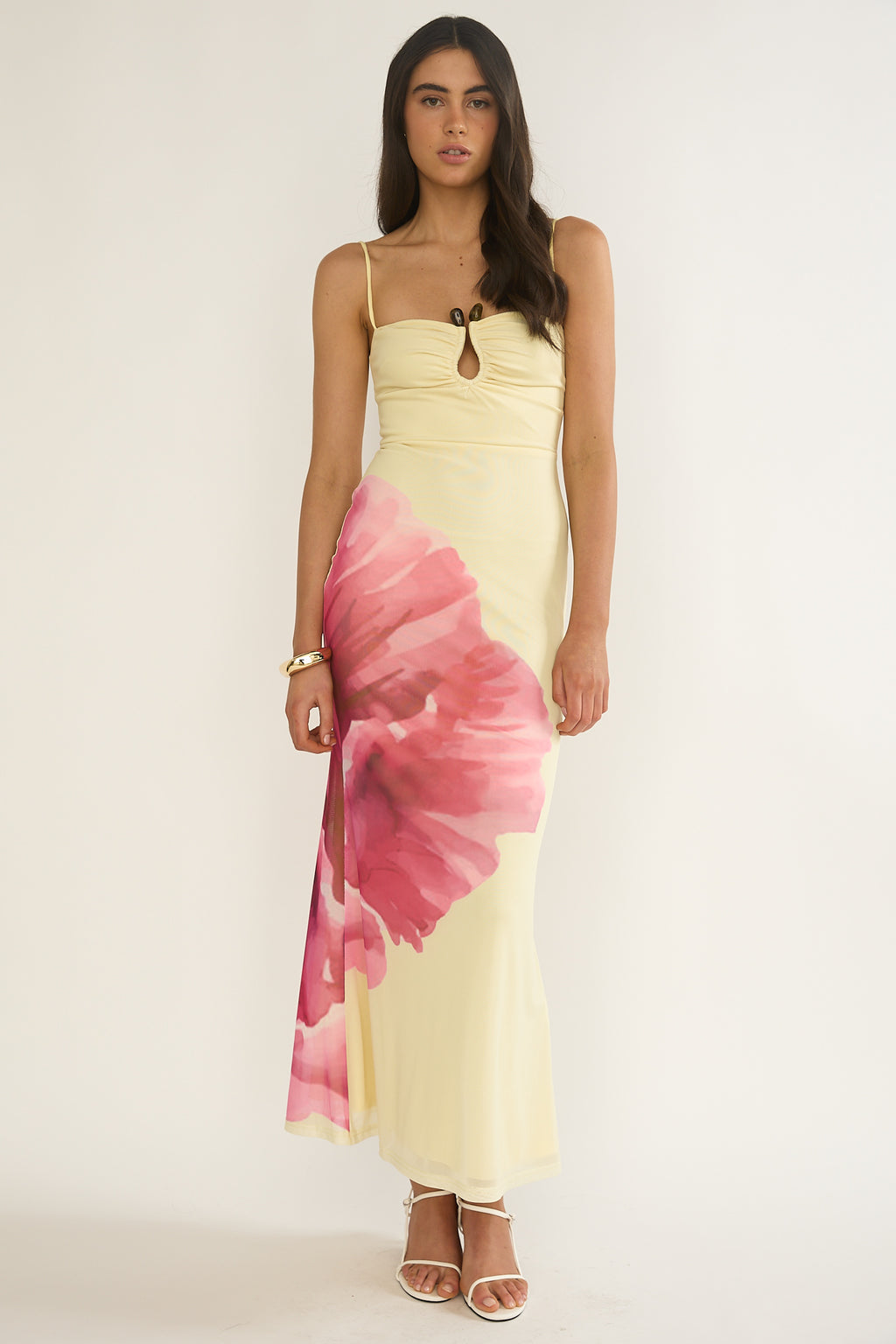 Orabella Waterdrop Wire Bust Maxi Dress Floral Butter by Selfie Leslie