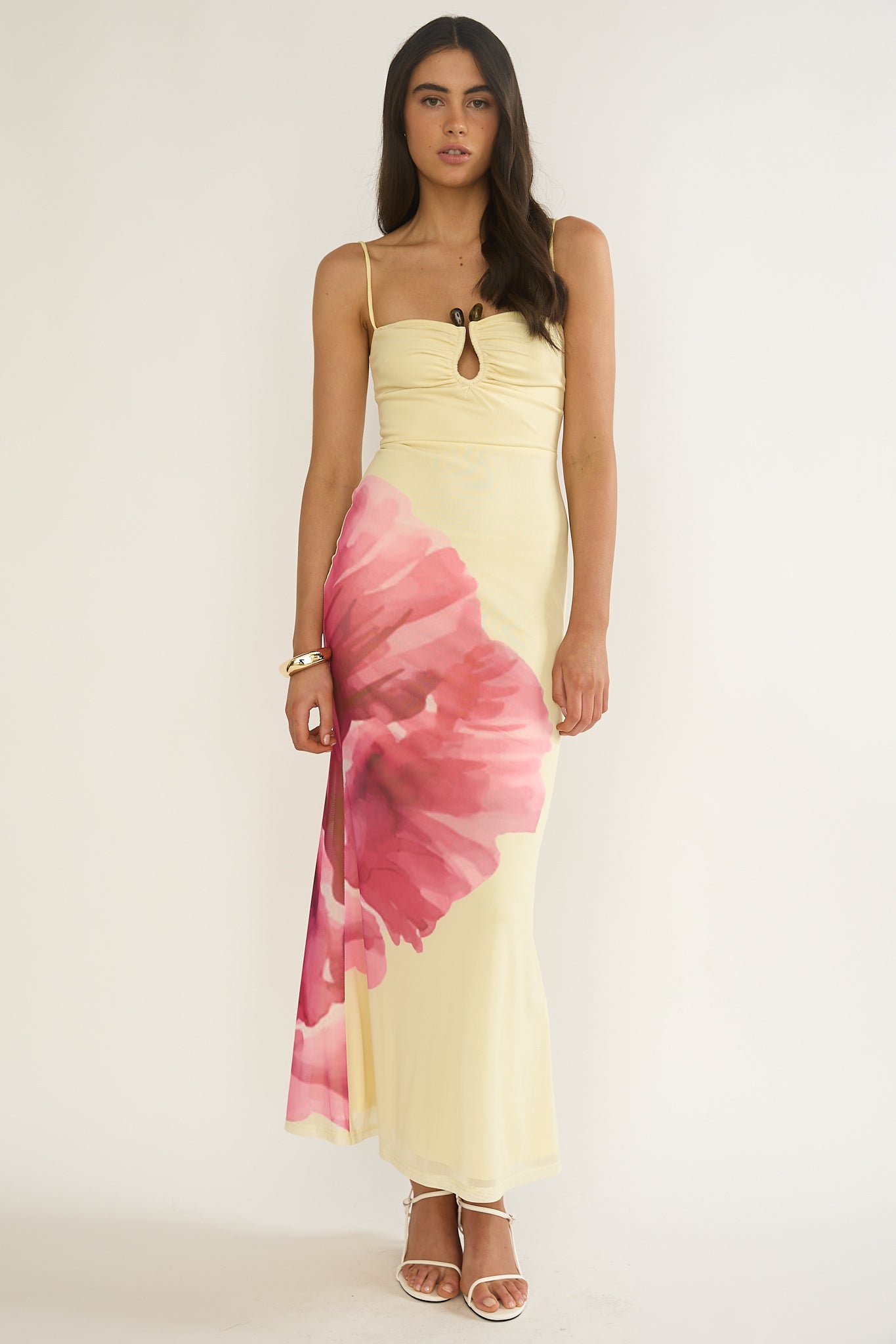 Orabella Waterdrop Wire Bust Maxi Dress Floral Butter by Selfie Leslie