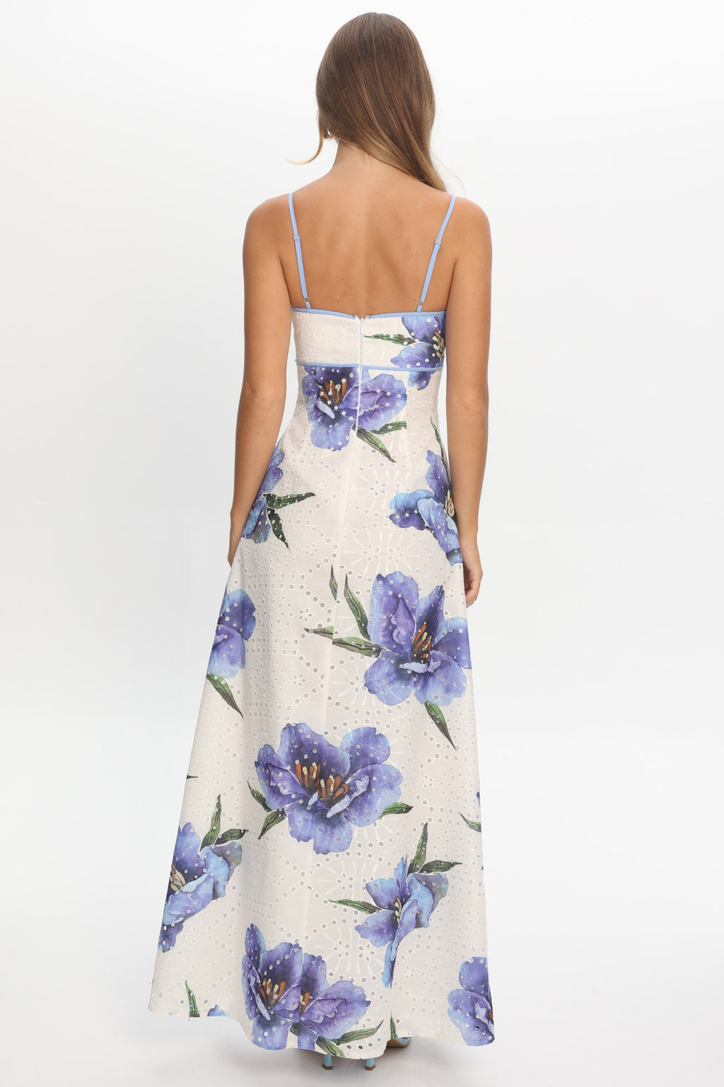 Hilja Floral Eyelet Maxi Dress Blue