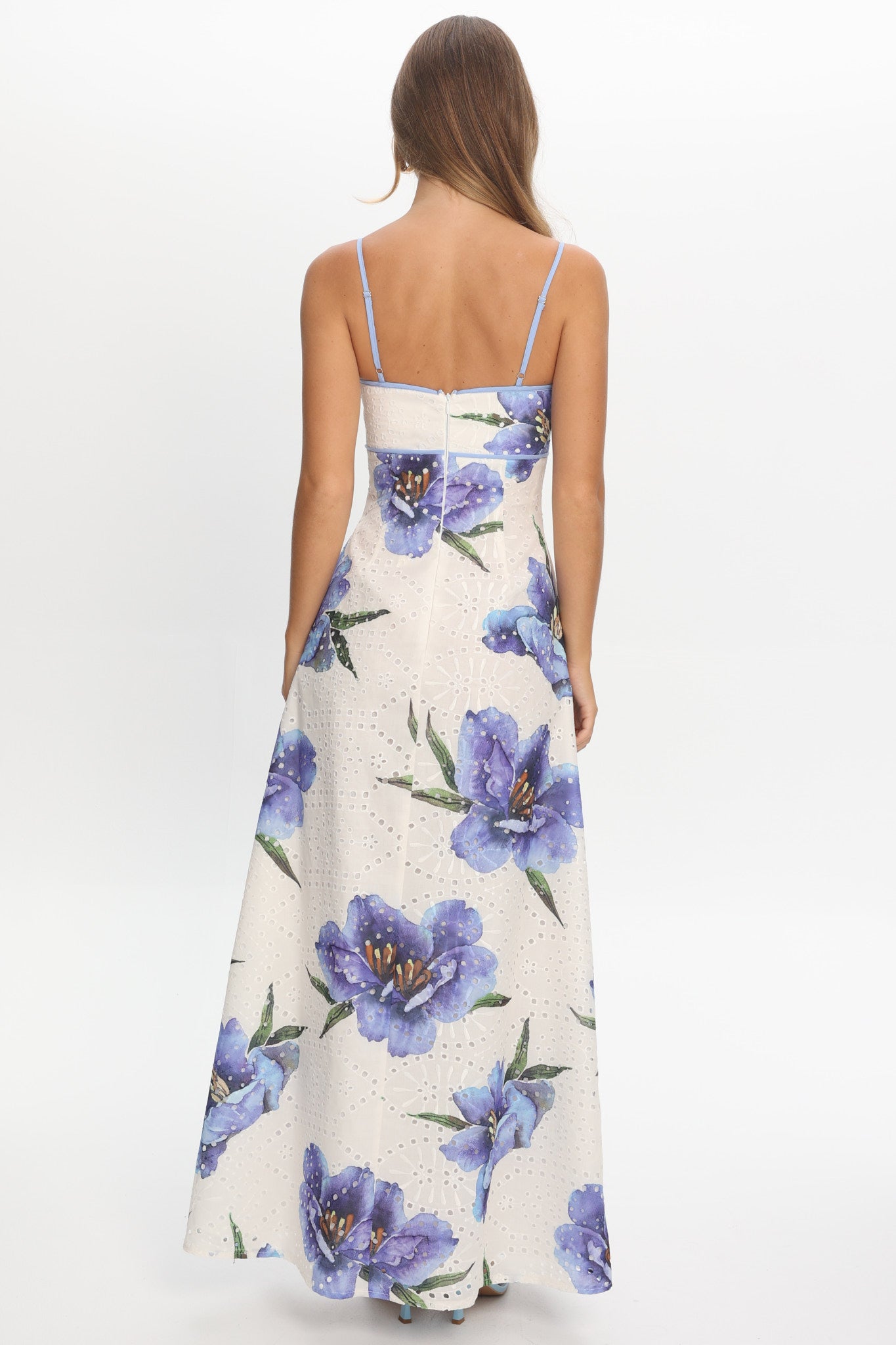 Hilja Floral Eyelet Maxi Dress Blue