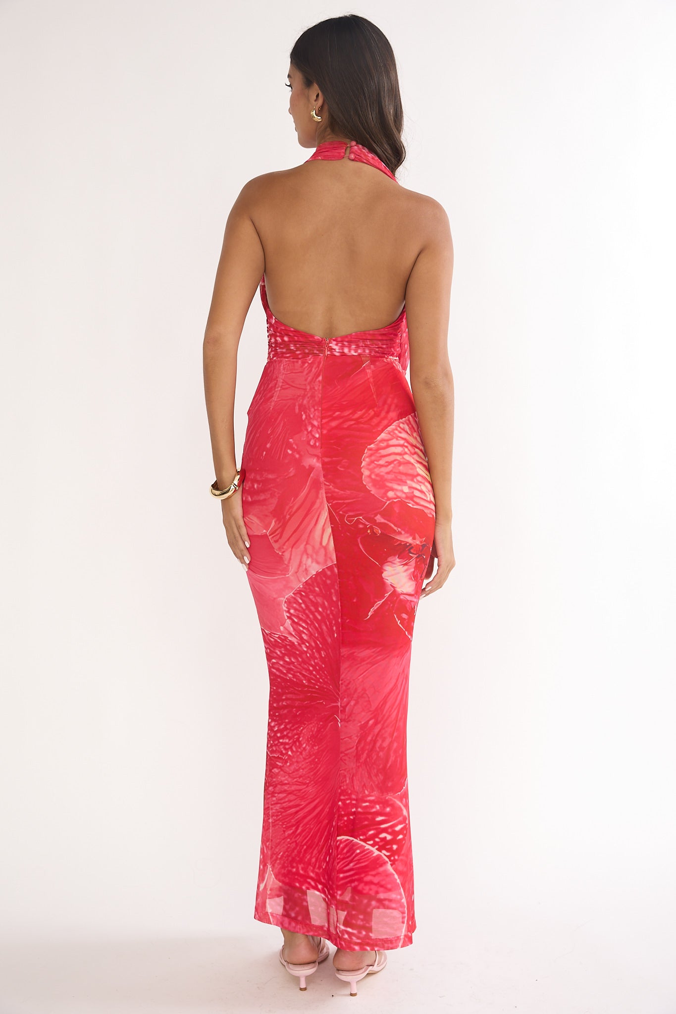 Everra Halterneck Drape Maxi Dress Print Red Selfie Leslie Everra Halterneck Drape Maxi Dress Print Red Selfie Leslie