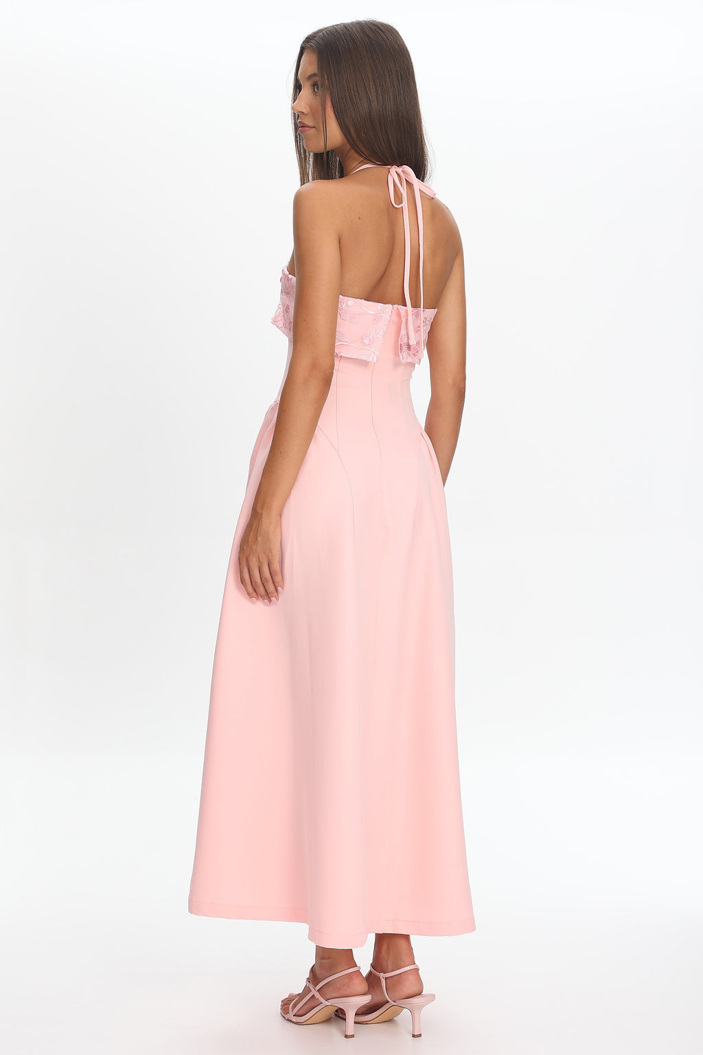 Sunbeam Kiss Foldover Floral Bust Maxi Dress Blush