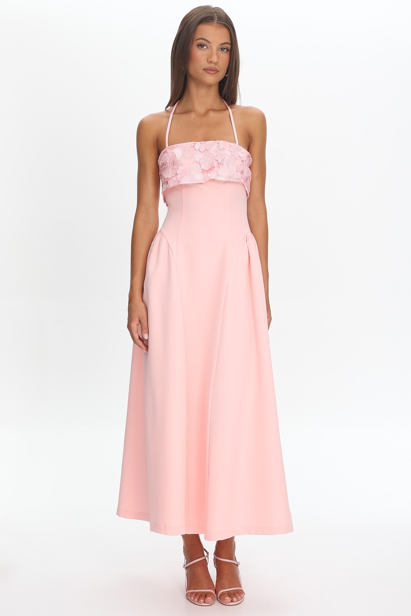 Sunbeam Kiss Foldover Floral Bust Maxi Dress Blush | Selfie Leslie
