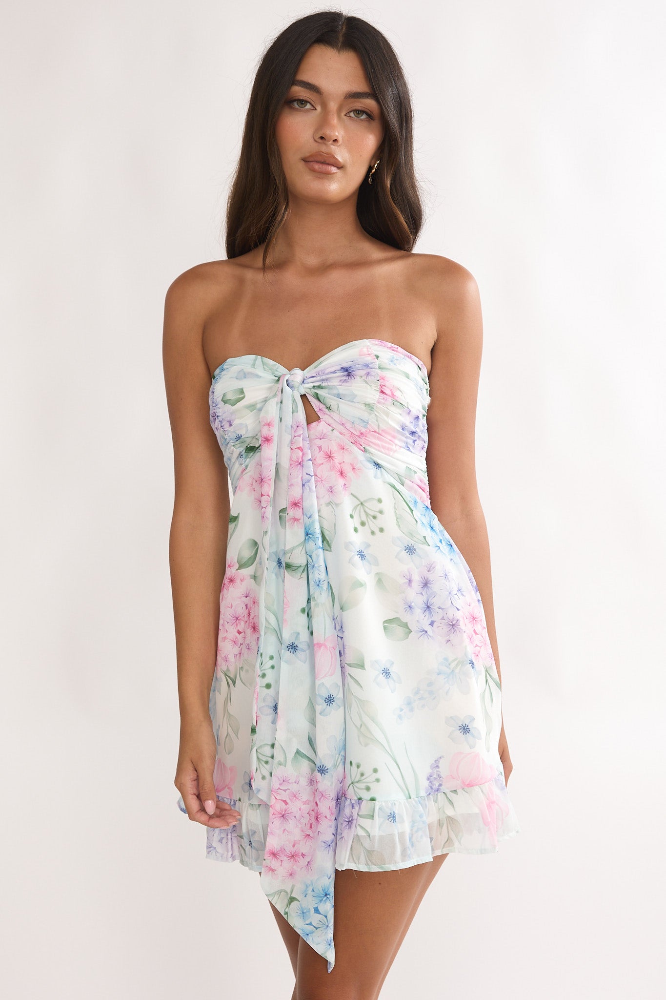 Gloria Day Tied Bust Strapless Mini Dress Lilac by Selfie Leslie