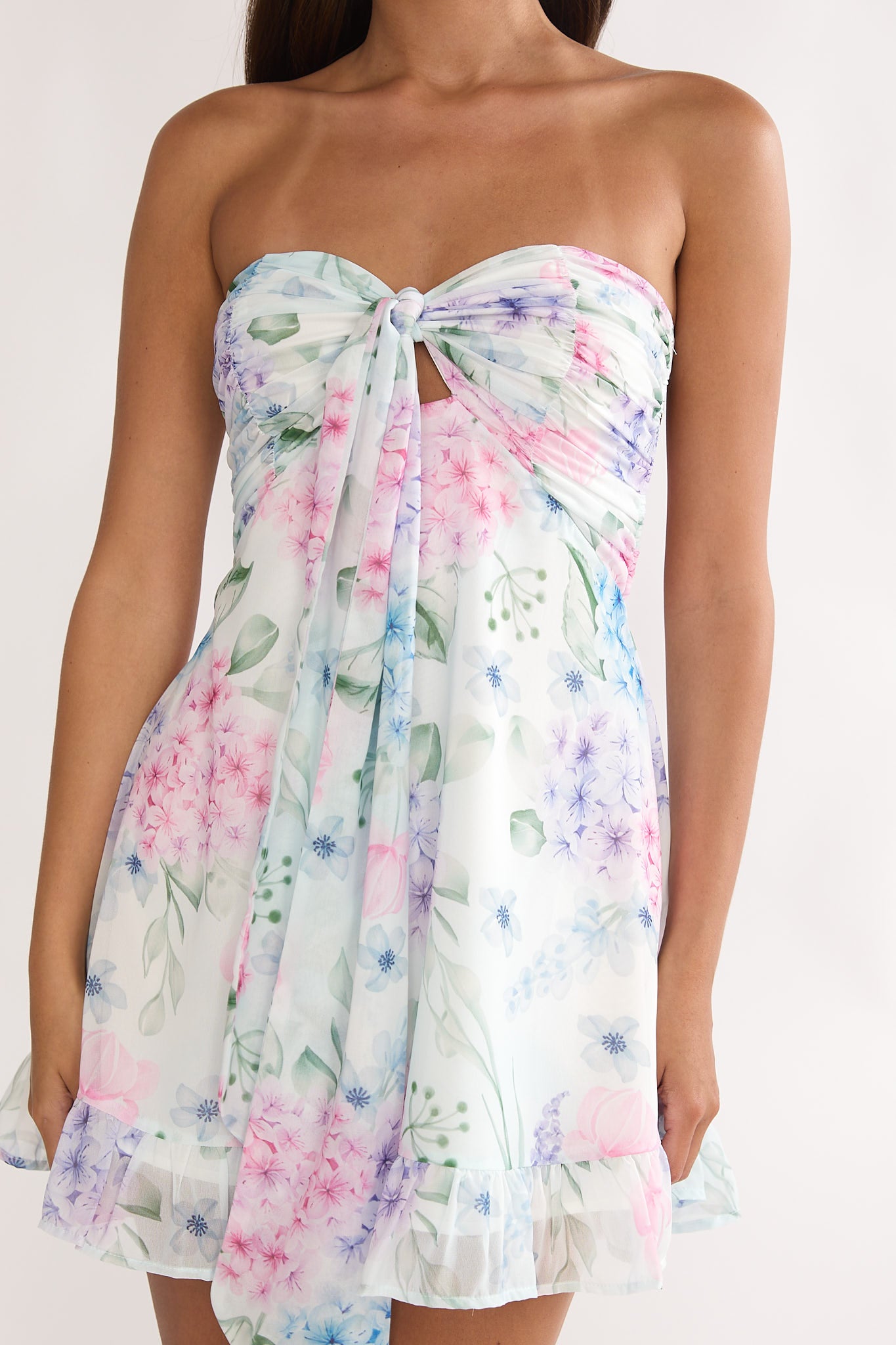Gloria Day Tied Bust Strapless Mini Dress Lilac by Selfie Leslie