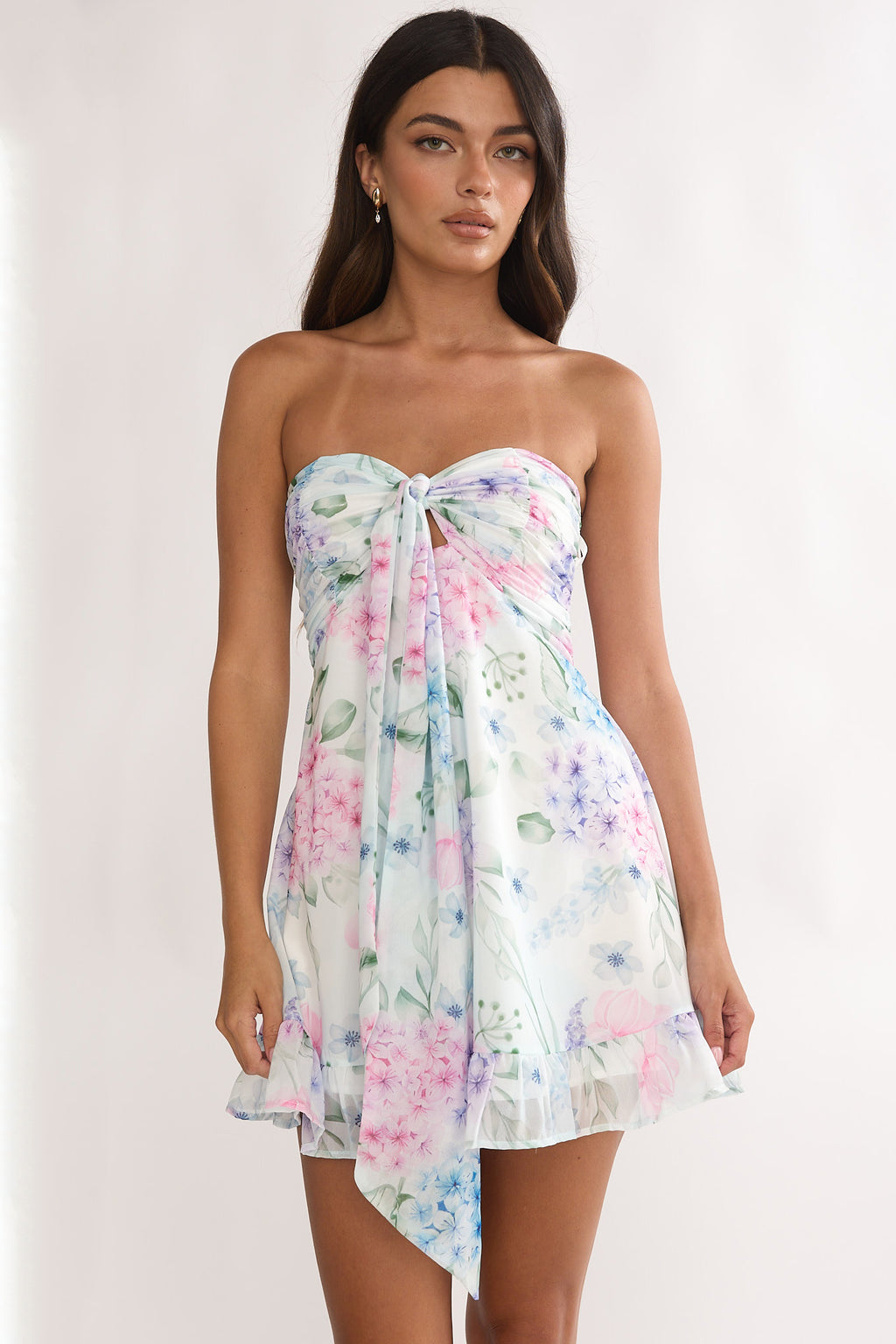 Gloria Day Tied Bust Strapless Mini Dress Lilac by Selfie Leslie