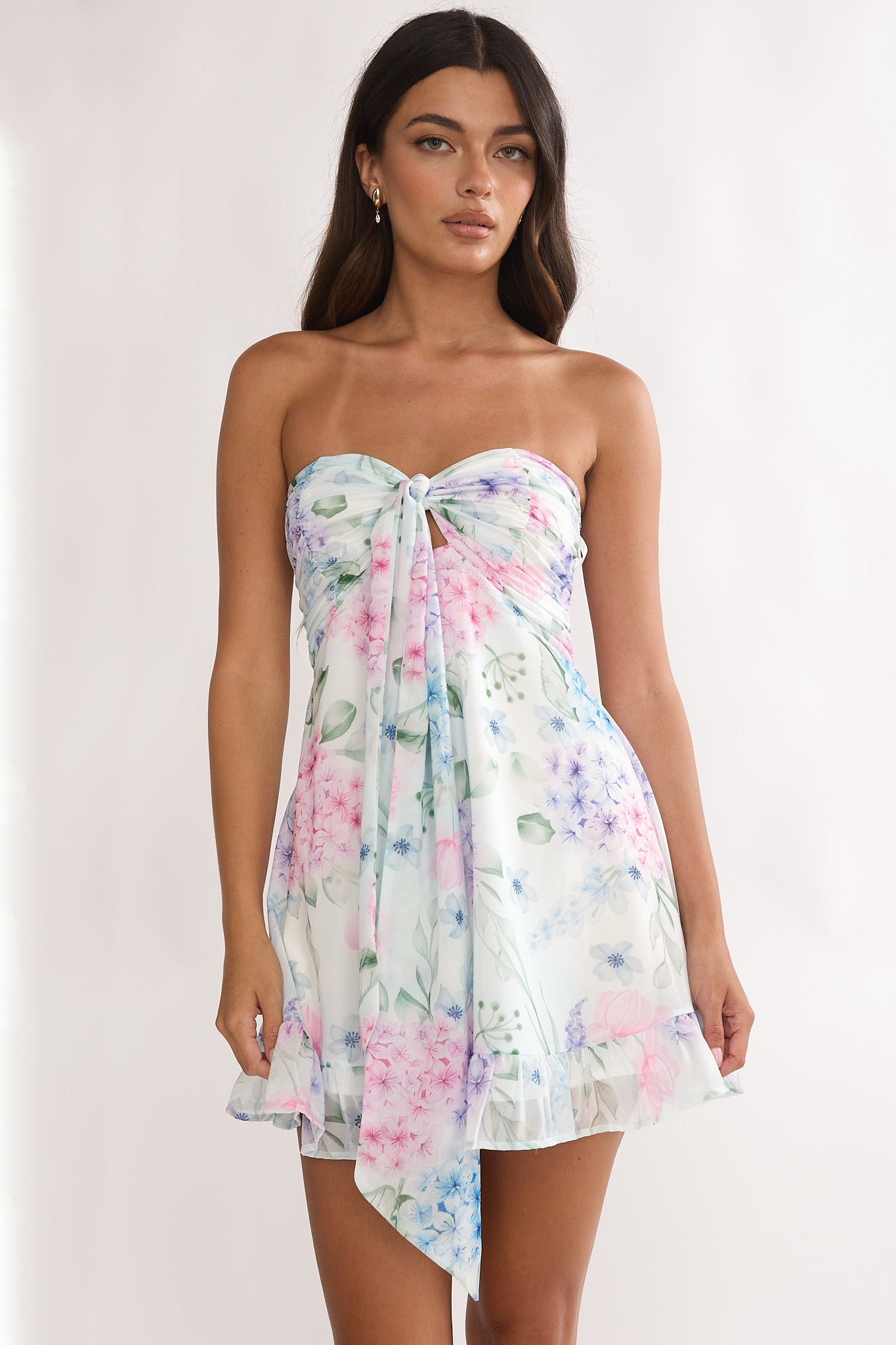 lilac strapless mini dress Gloria Day Tied Bust Strapless Mini Dress Lilac