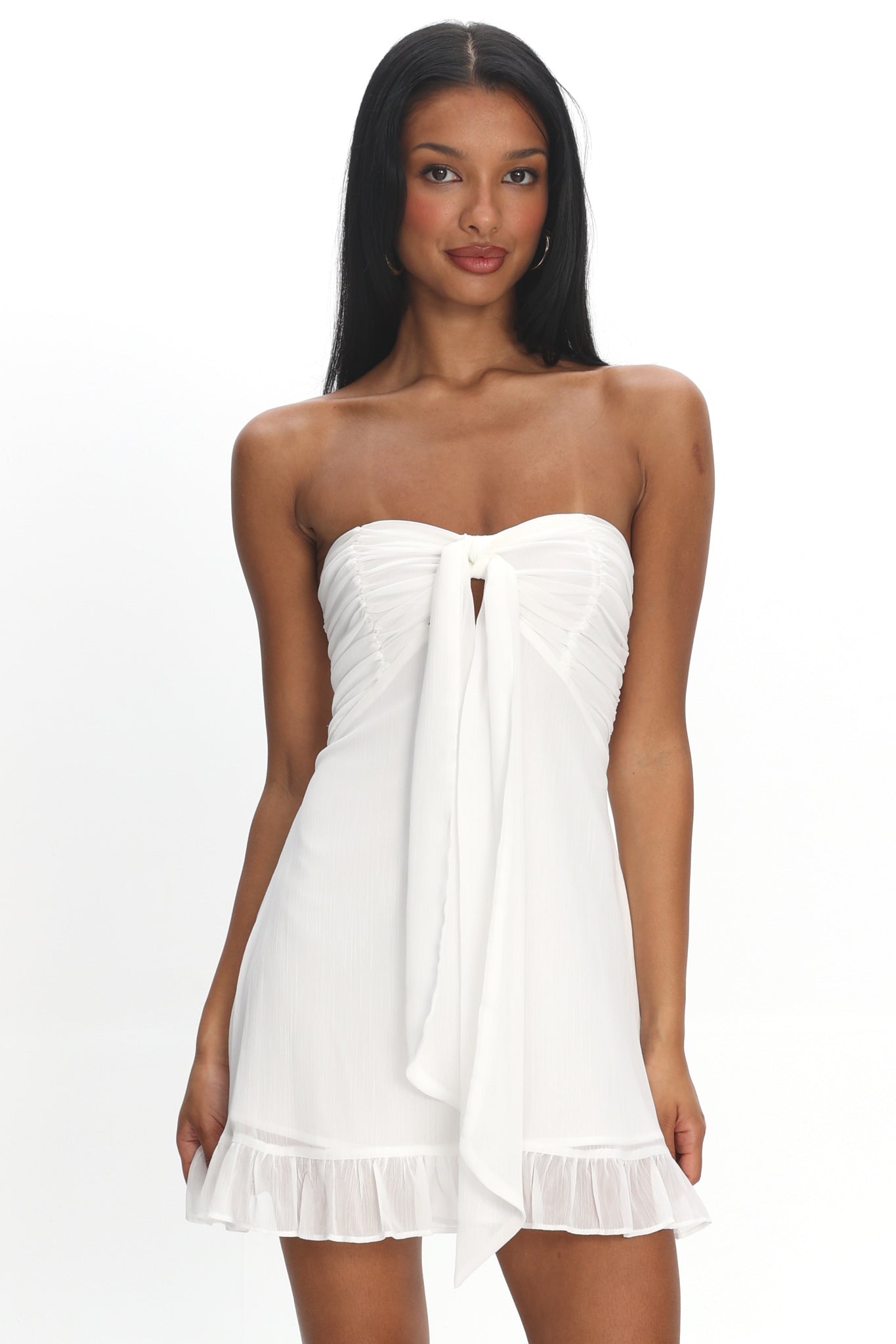 strapless cream cocktail dress Krissy Cream Mesh Strapless Maxi Dress - US 8