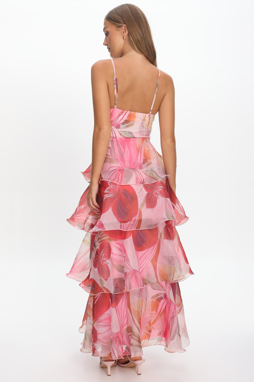 Varenna Layered Sweetheart Neckline Maxi Dress Print Red by Selfie Leslie