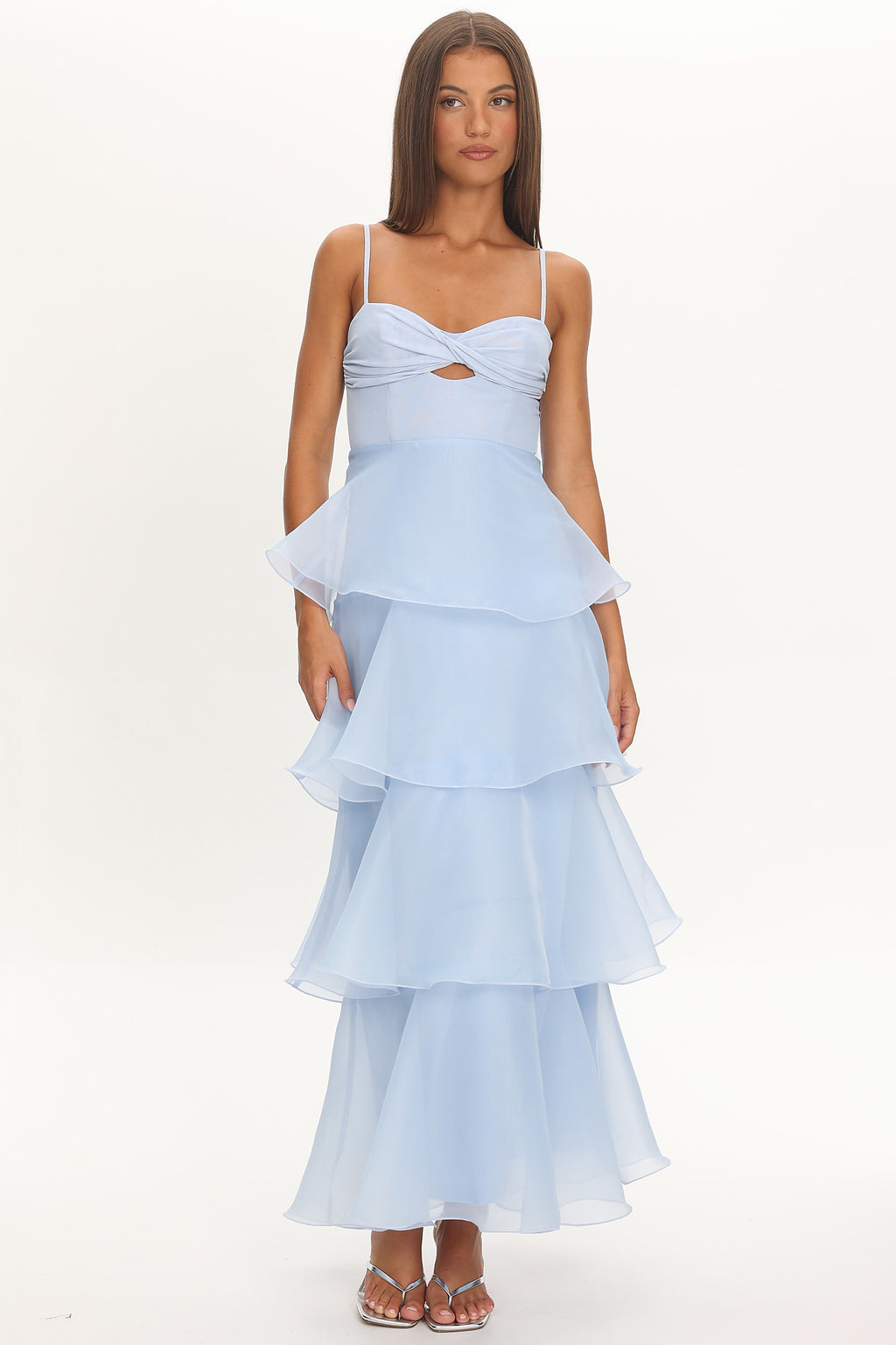 Margarida Layered Sweetheart Neckline Maxi Dress Blue - S Margarida Layered Sweetheart Neckline Maxi Dress Blue - S