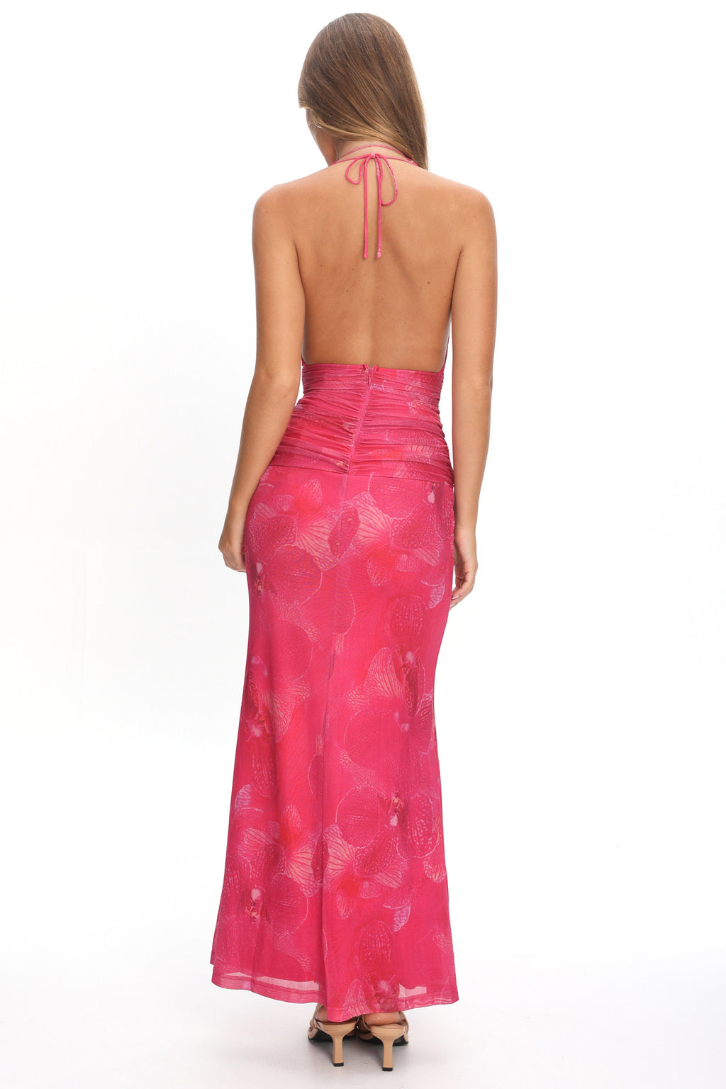 Shanna Plunging Halterneck Maxi Dress Fuchsia by Selfie Leslie