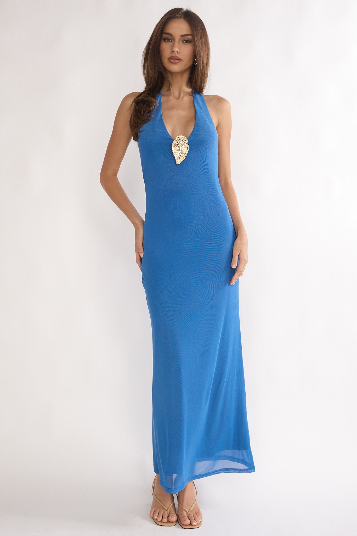 Alouette Backless Halterneck Maxi Dress Blue - S Alouette Backless Halterneck Maxi Dress Blue - S