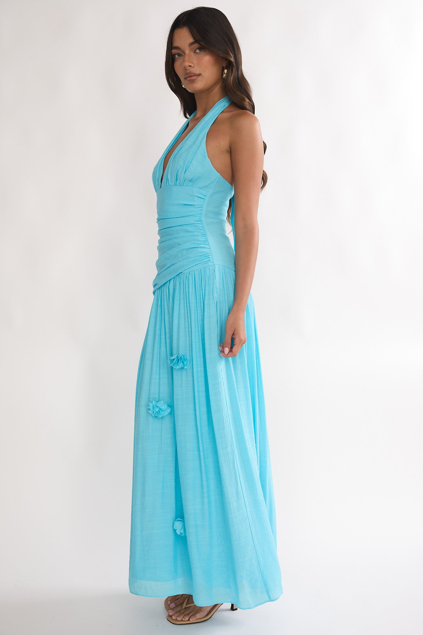 To The Sky Halterneck Maxi Dress Aqua - XS To The Sky Halterneck Maxi Dress Aqua - XS