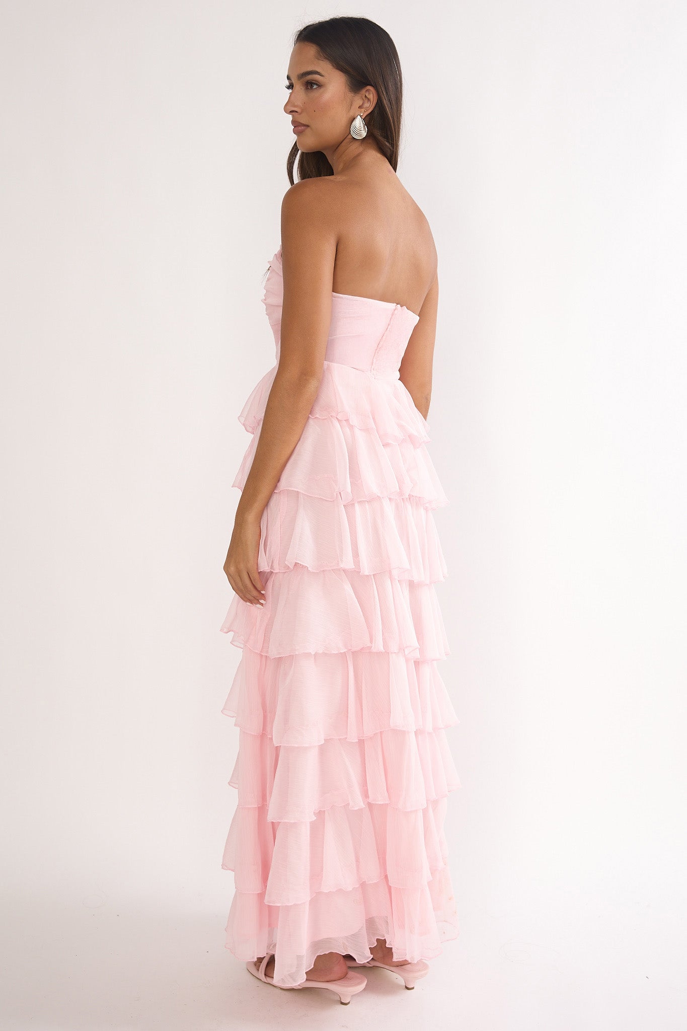 Janelia Layered Frill Maxi Dress Pink | Selfie Leslie