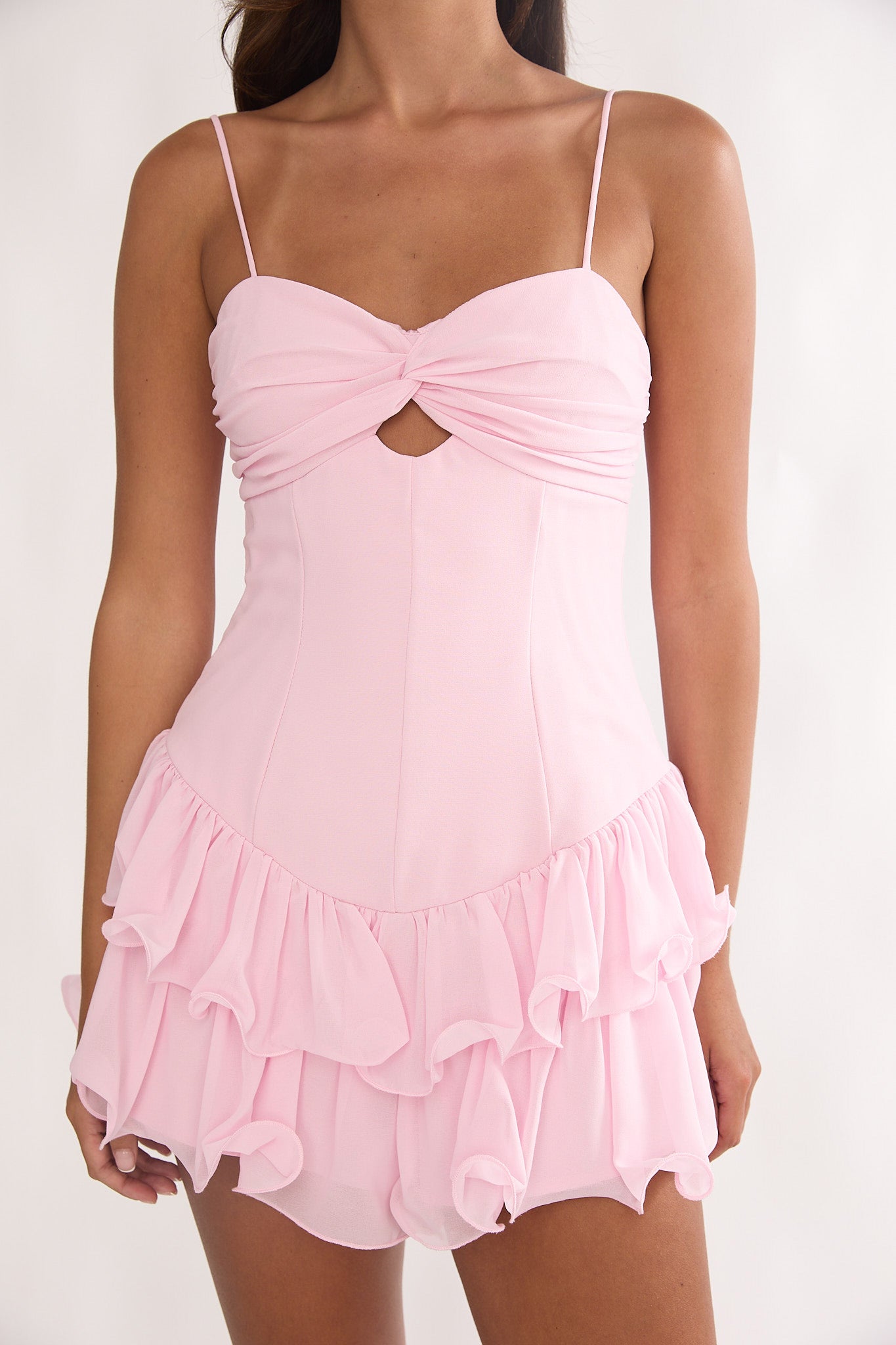Heartstring Layered Hem Mini Dress Pink | Selfie Leslie