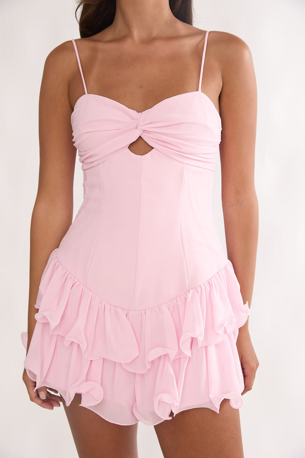 Heartstring Layered Hem Mini Dress Pink by Selfie Leslie