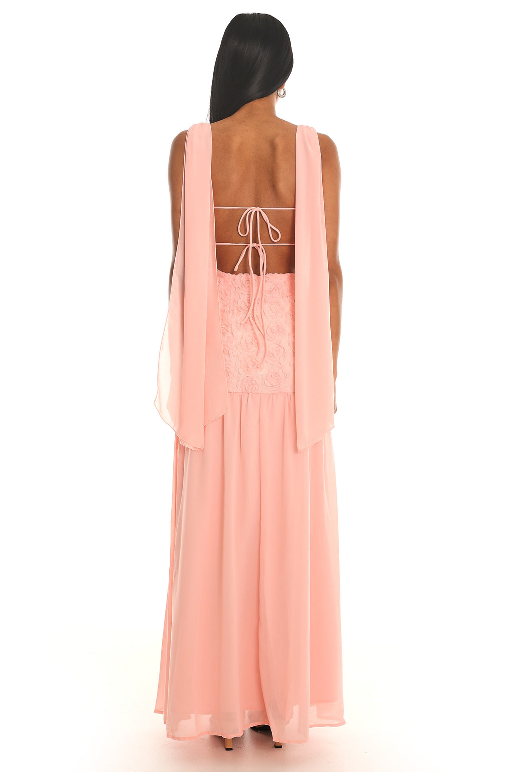 Marcellia Tied Back Maxi Dress Embellished Pink by Selfie Leslie