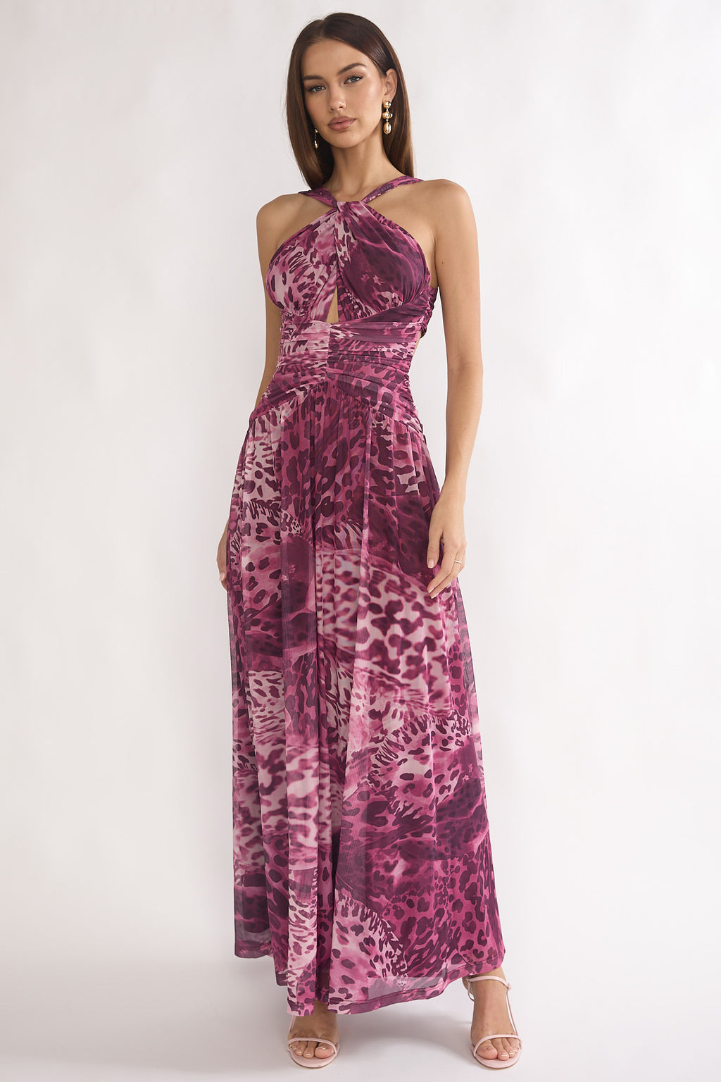 Pirelle Cut-Out Back Maxi Dress Leopard Purple– Selfie Leslie