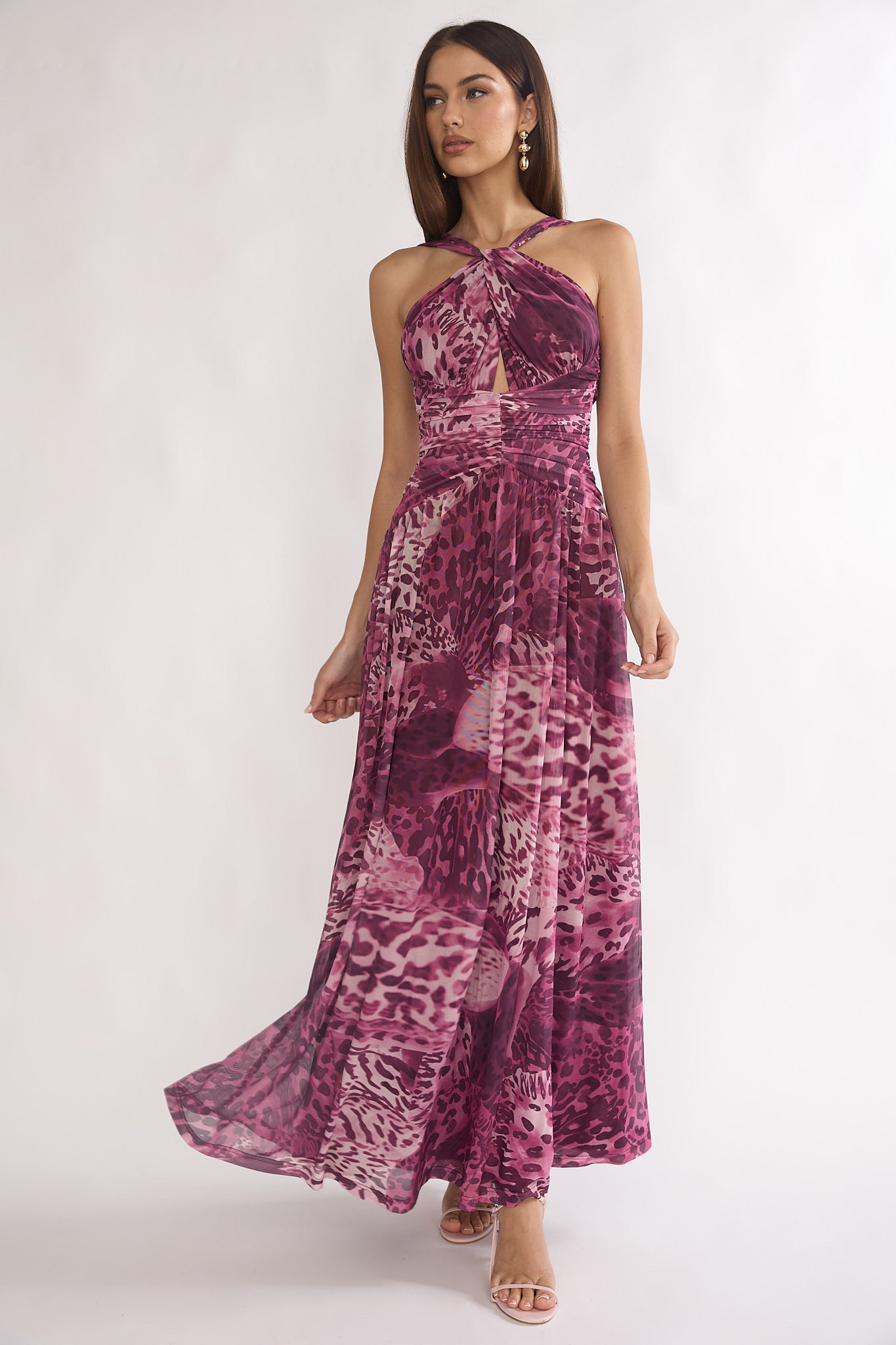 Pirelle Cut-Out Back Maxi Dress Leopard Purple by Selfie Leslie