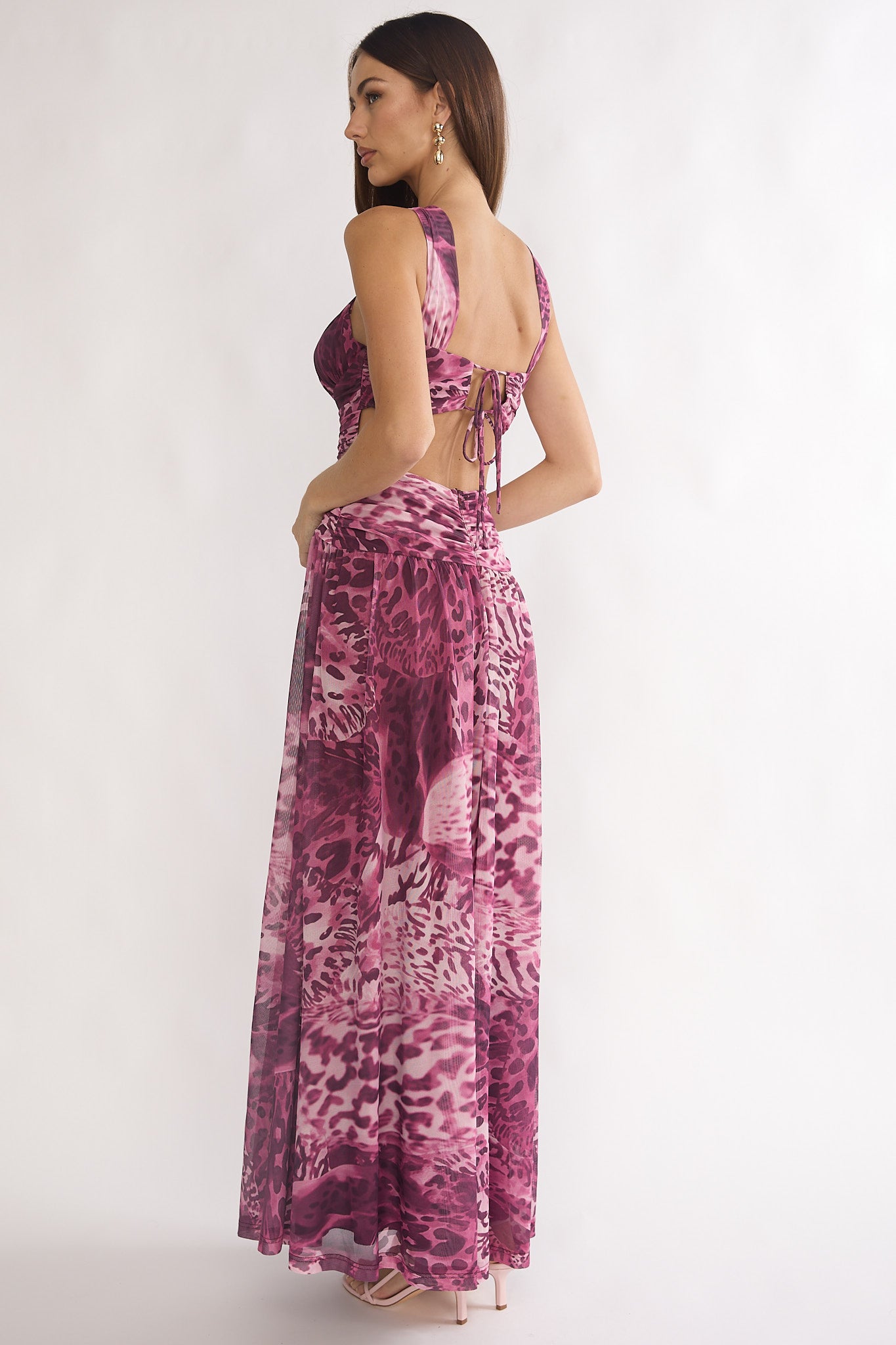 how did they dress back in the 90s Pirelle Cut-Out Back Maxi Dress Leopard Purple– Selfie Leslie