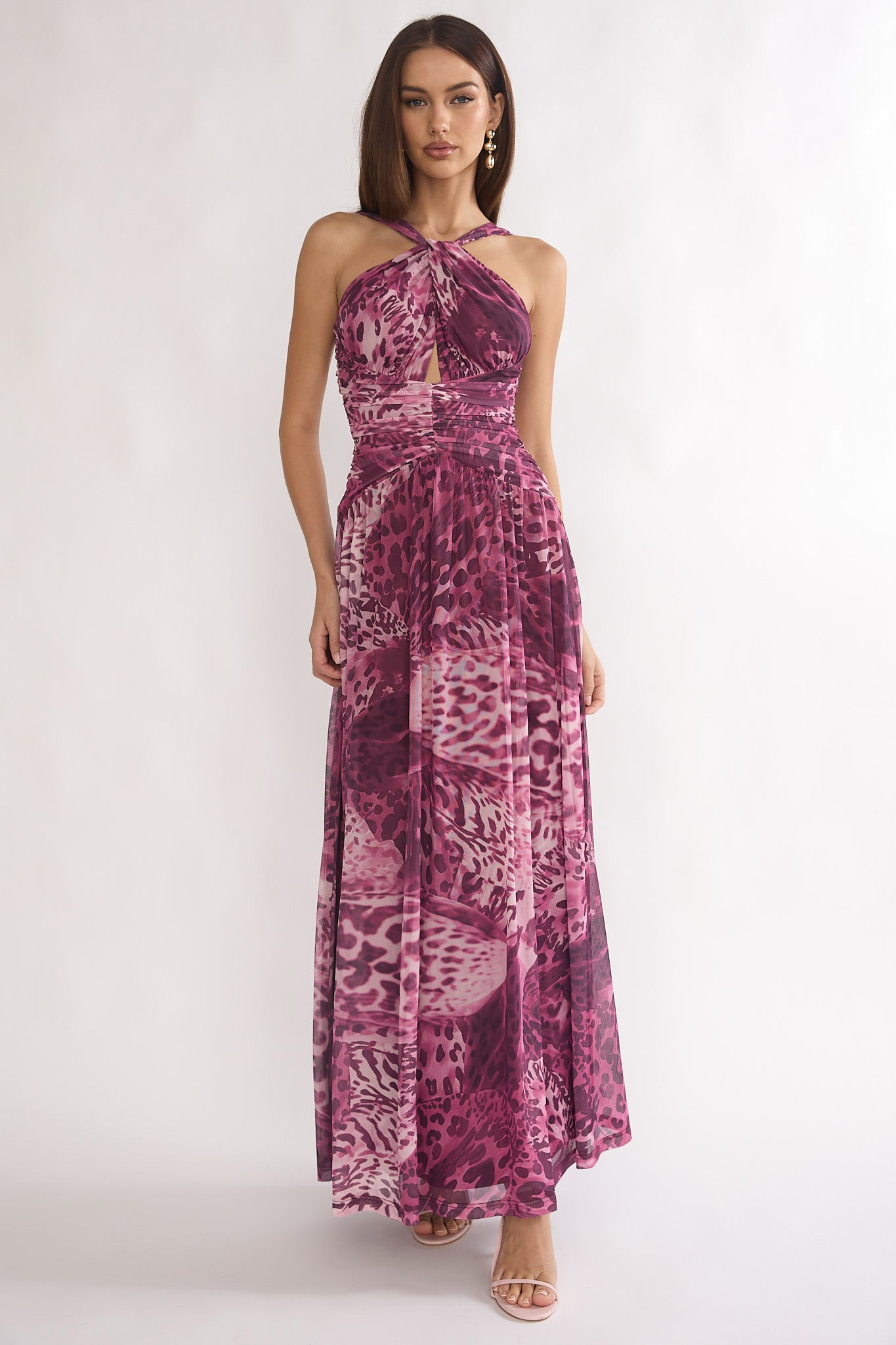 Pirelle Cut-Out Back Maxi Dress Leopard Purple by Selfie Leslie