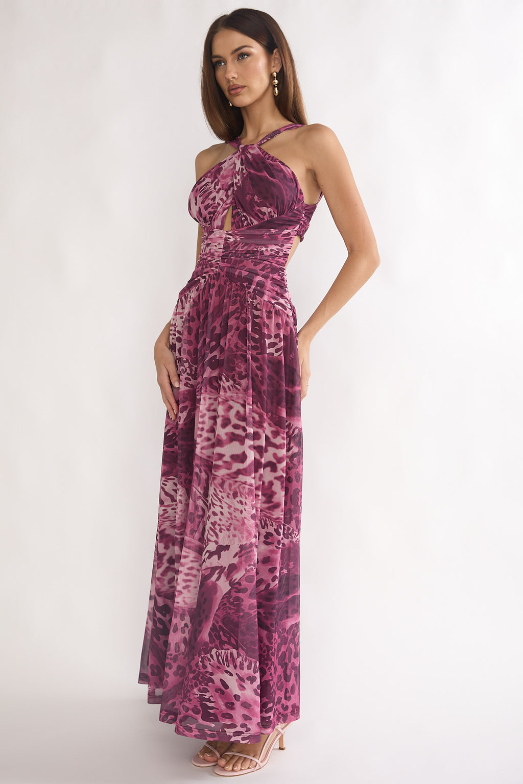 Pirelle Cut-Out Back Maxi Dress Leopard Purple– Selfie Leslie