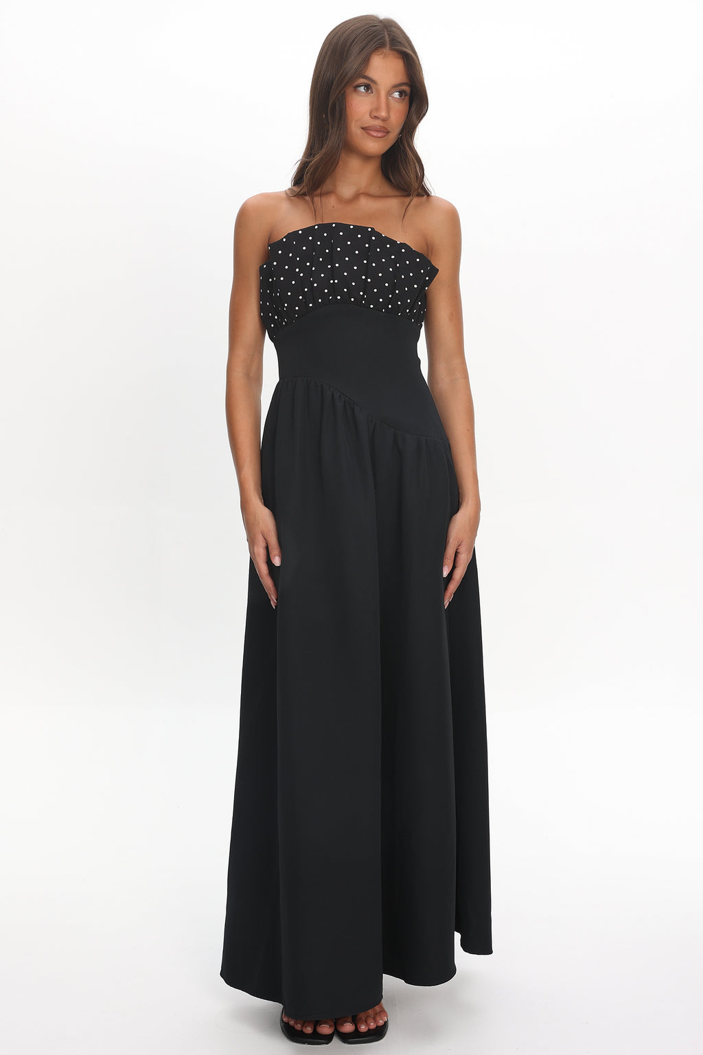 Illianah Frill Bust Asymmetric Hem Maxi Dress Black Selfie Leslie Illianah Frill Bust Asymmetric Hem Maxi Dress Black Selfie Leslie