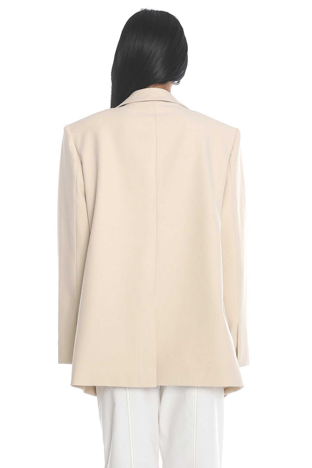 Serana Notch Lapel Oversized Blazer Beige by Selfie Leslie