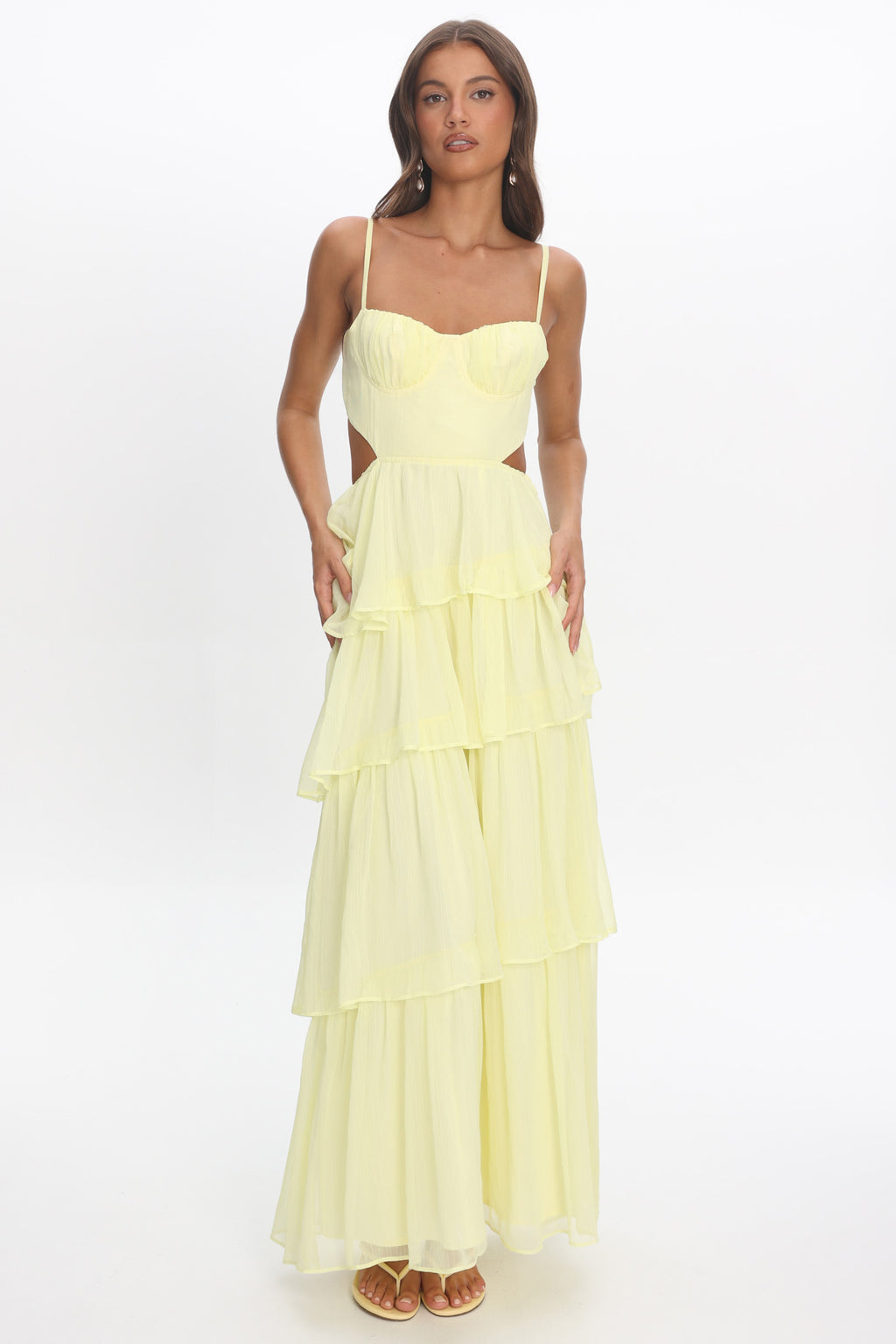 Vianne Tiered Cut-Out Maxi Dress Butter by Selfie Leslie