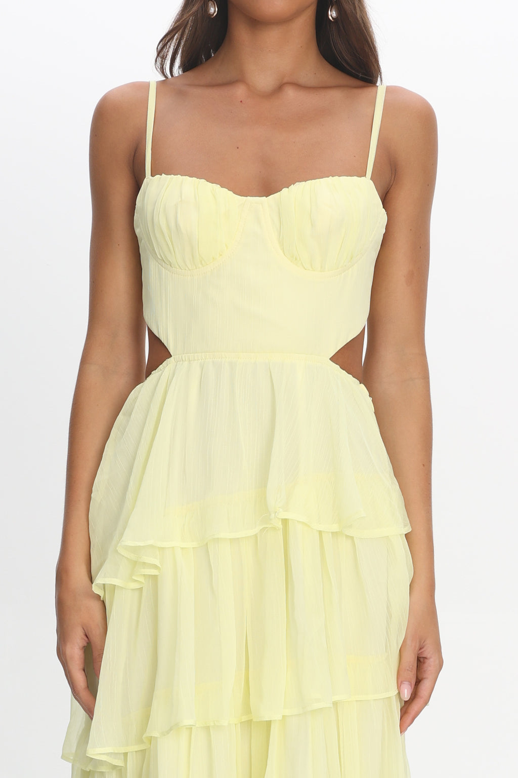 Vianne Tiered Cut-Out Maxi Dress Butter by Selfie Leslie