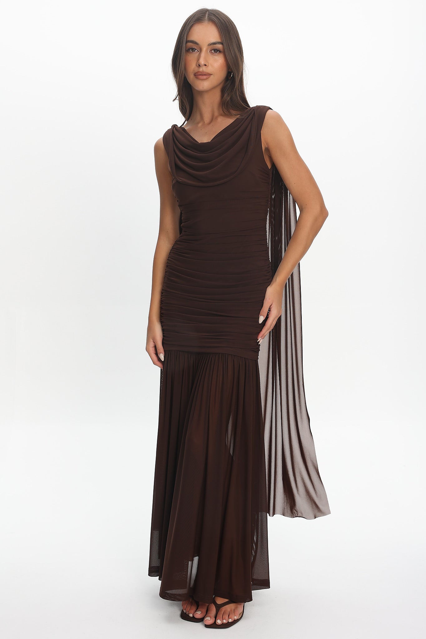 chocolate maxi dress formal Honey Chocolate Maxi Dress - US 10