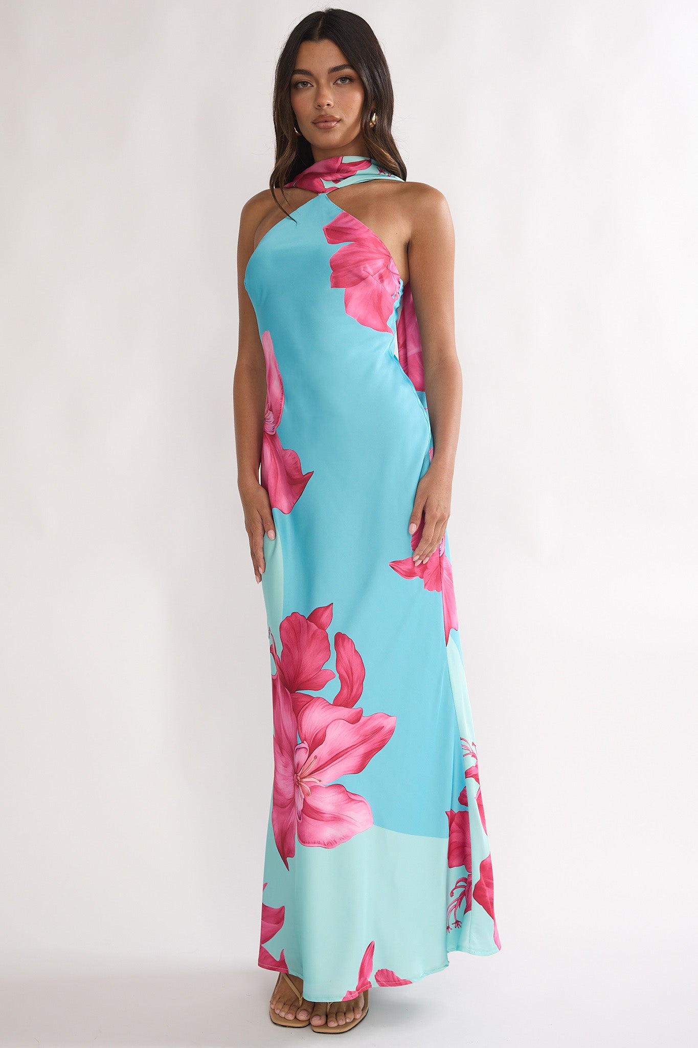 Risha Scarf Maxi Dress Lily Hot Pink Risha Scarf Maxi Dress Lily Hot Pink