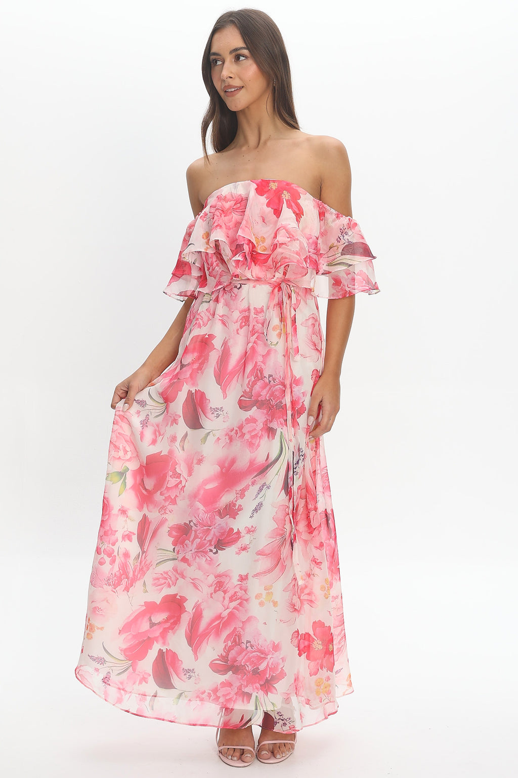 Nanjing Ruffle Maxi Dress Orange