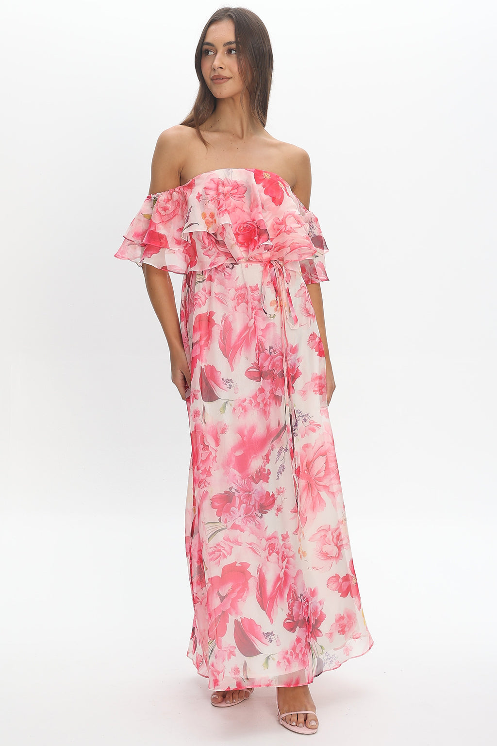 Nanjing Ruffle Maxi Dress Orange