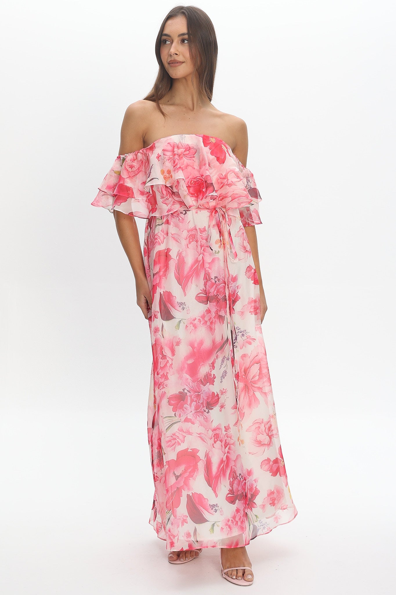 Nanjing Ruffle Maxi Dress Orange
