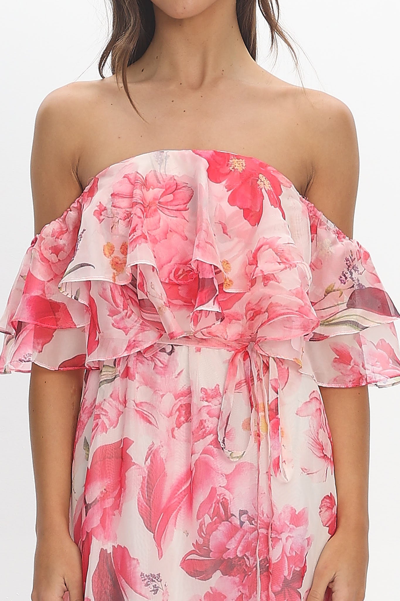 Nanjing Ruffle Maxi Dress Orange
